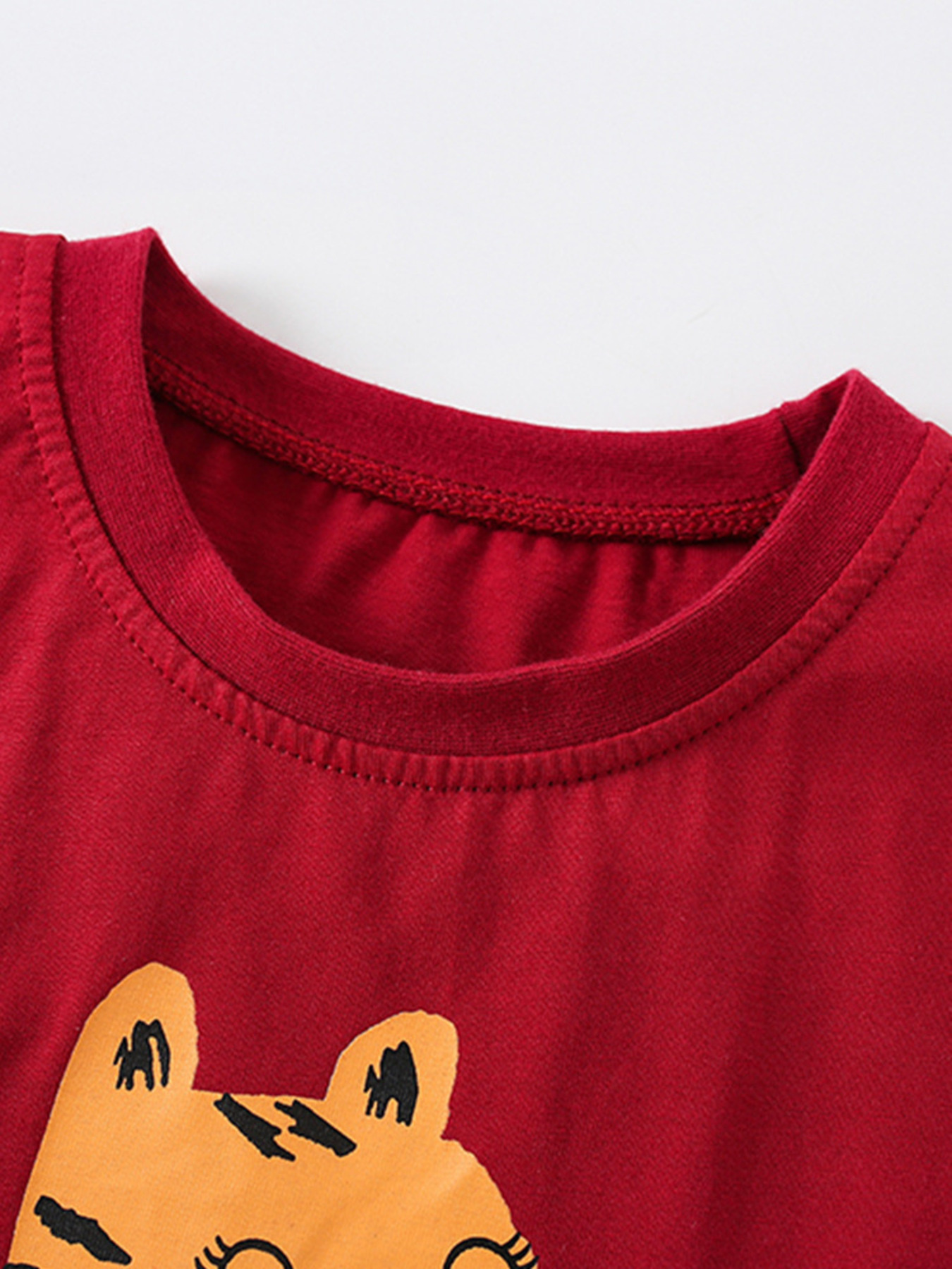 Children's Cartoon Tiger Graphic Ruffle Sleeve T-Shirt