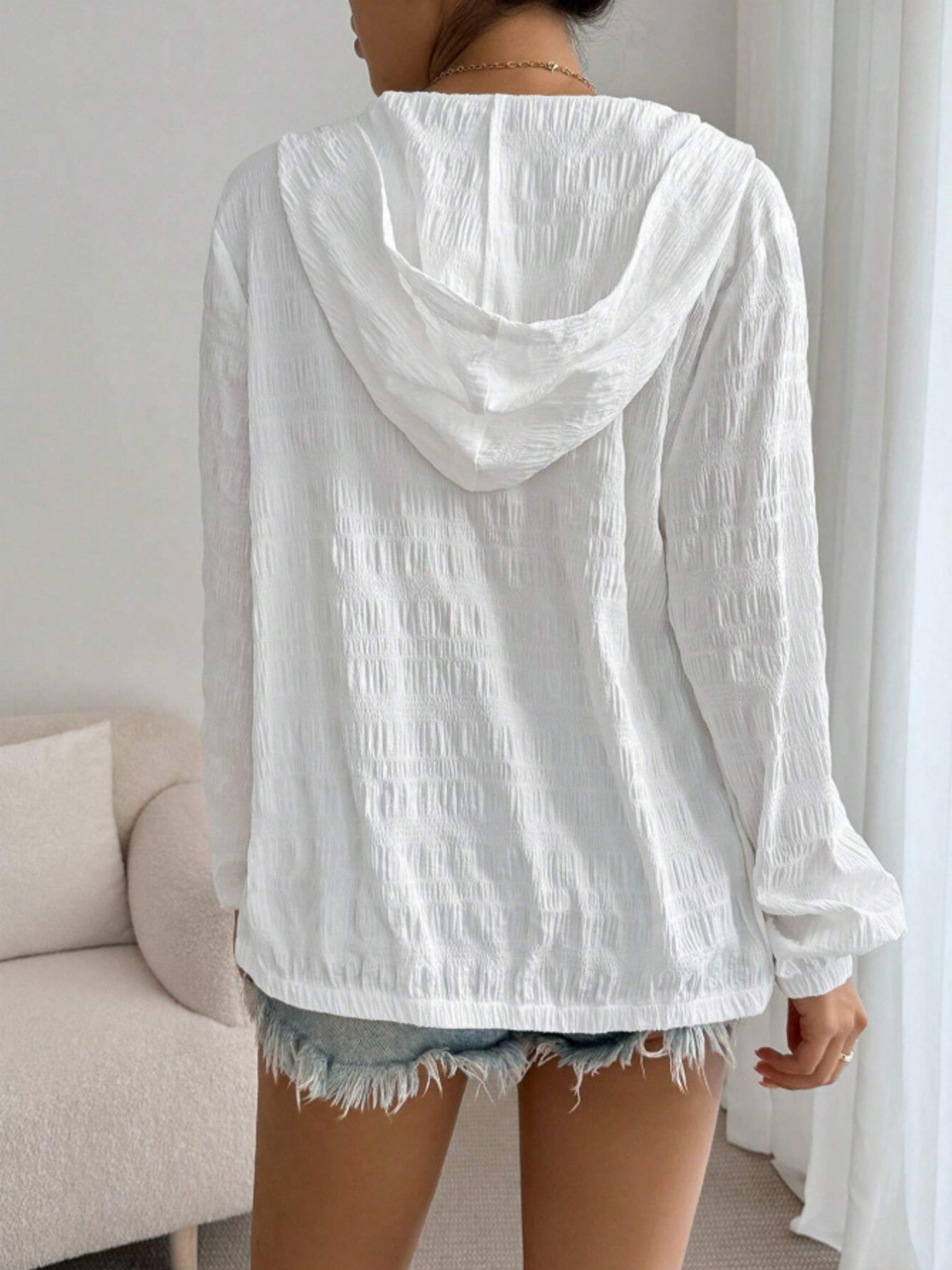 Zip Up Long Sleeve Hooded Outerwear