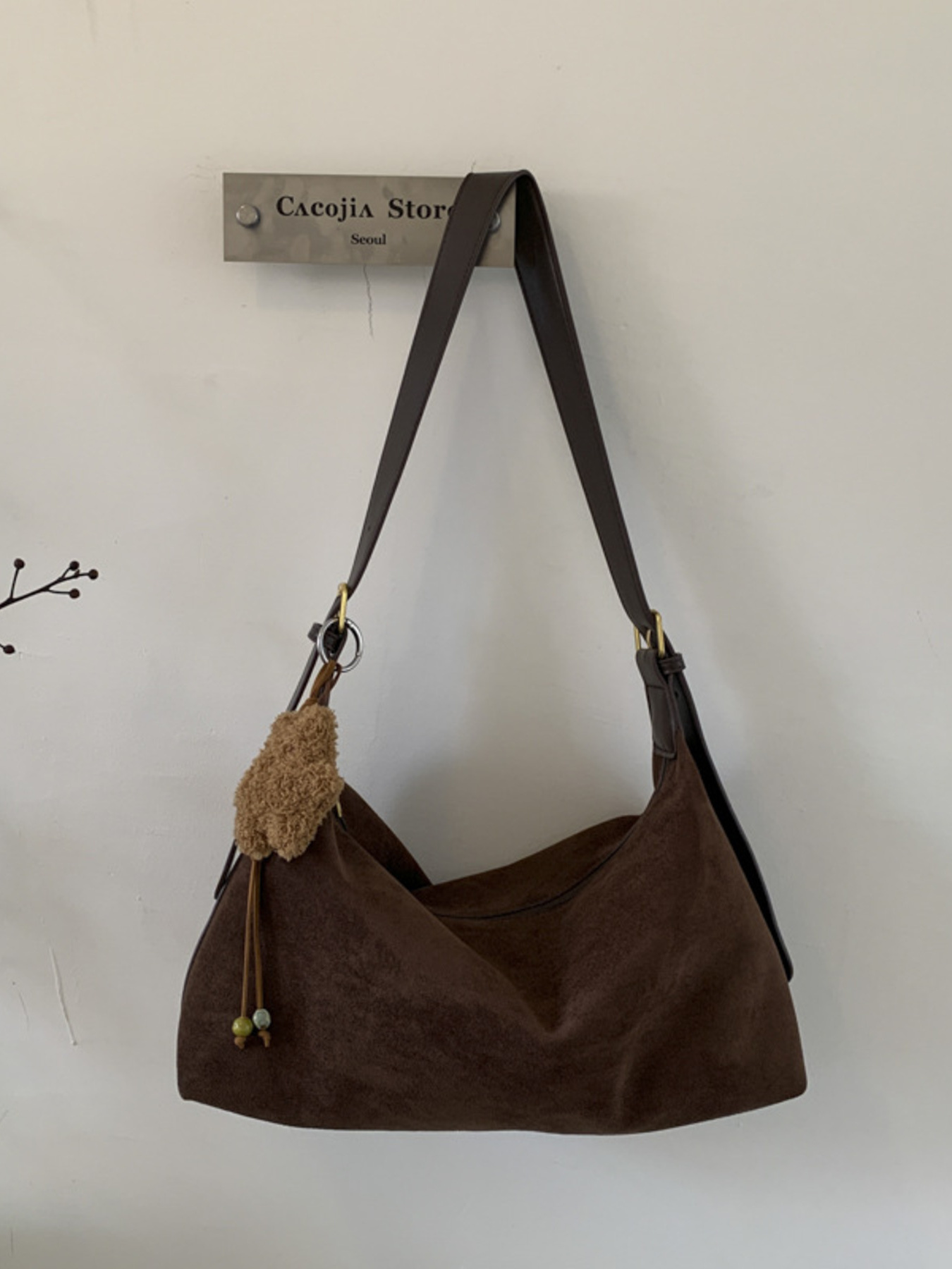 Solid Color Suede Hobo Crossbody Bag