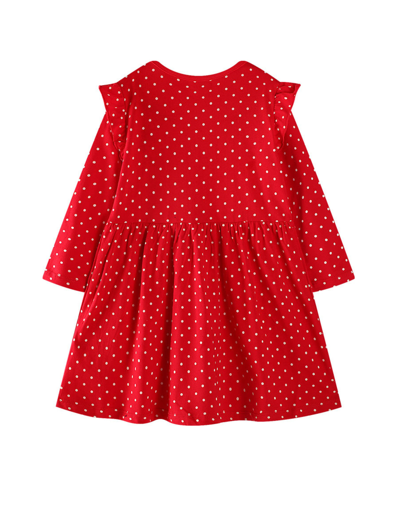 Children's Christmas Reindeer Polka Dot Long Sleeve Dress