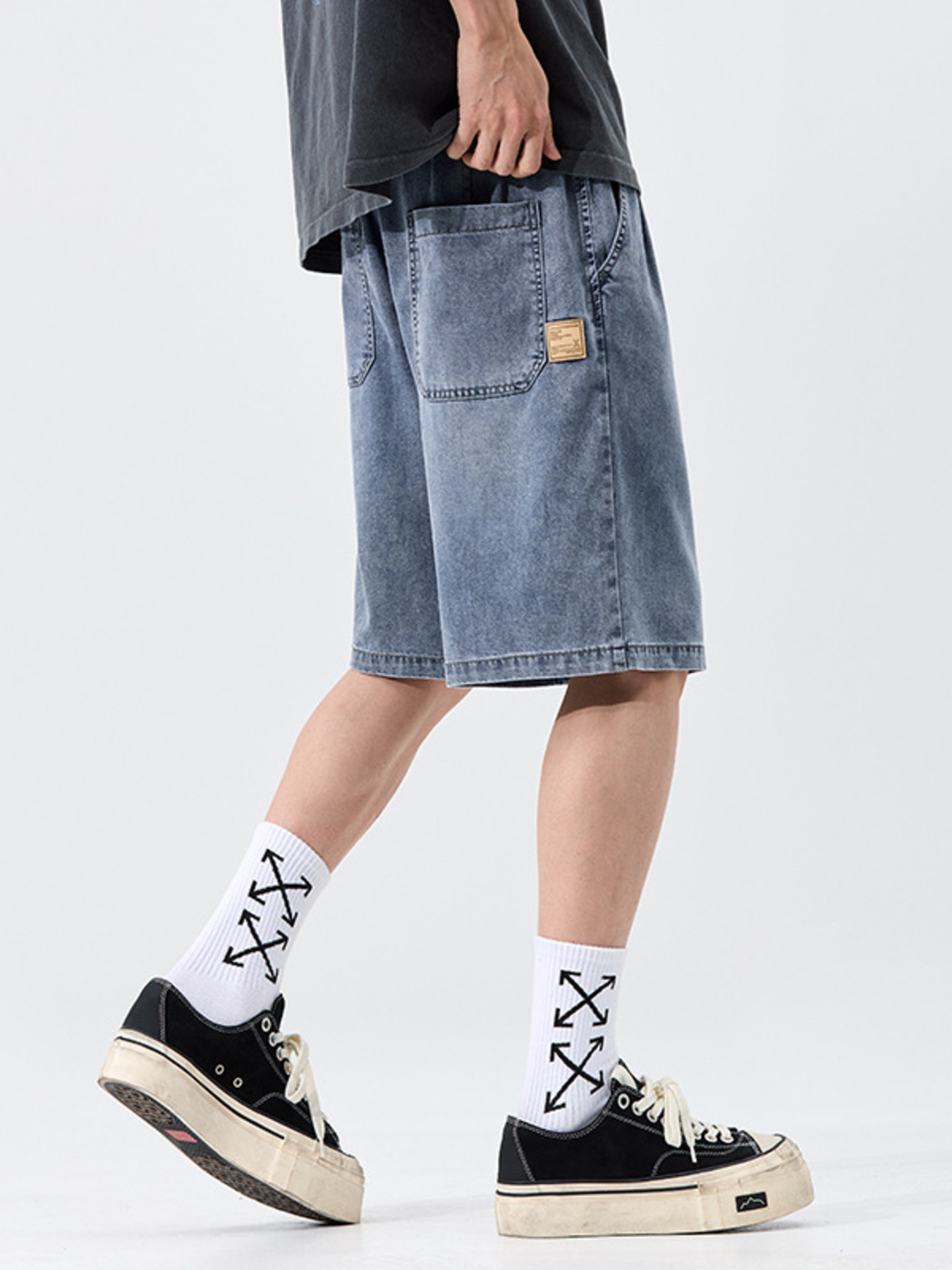 Men's Plus Size Drawstring Loose Fit Denim Shorts