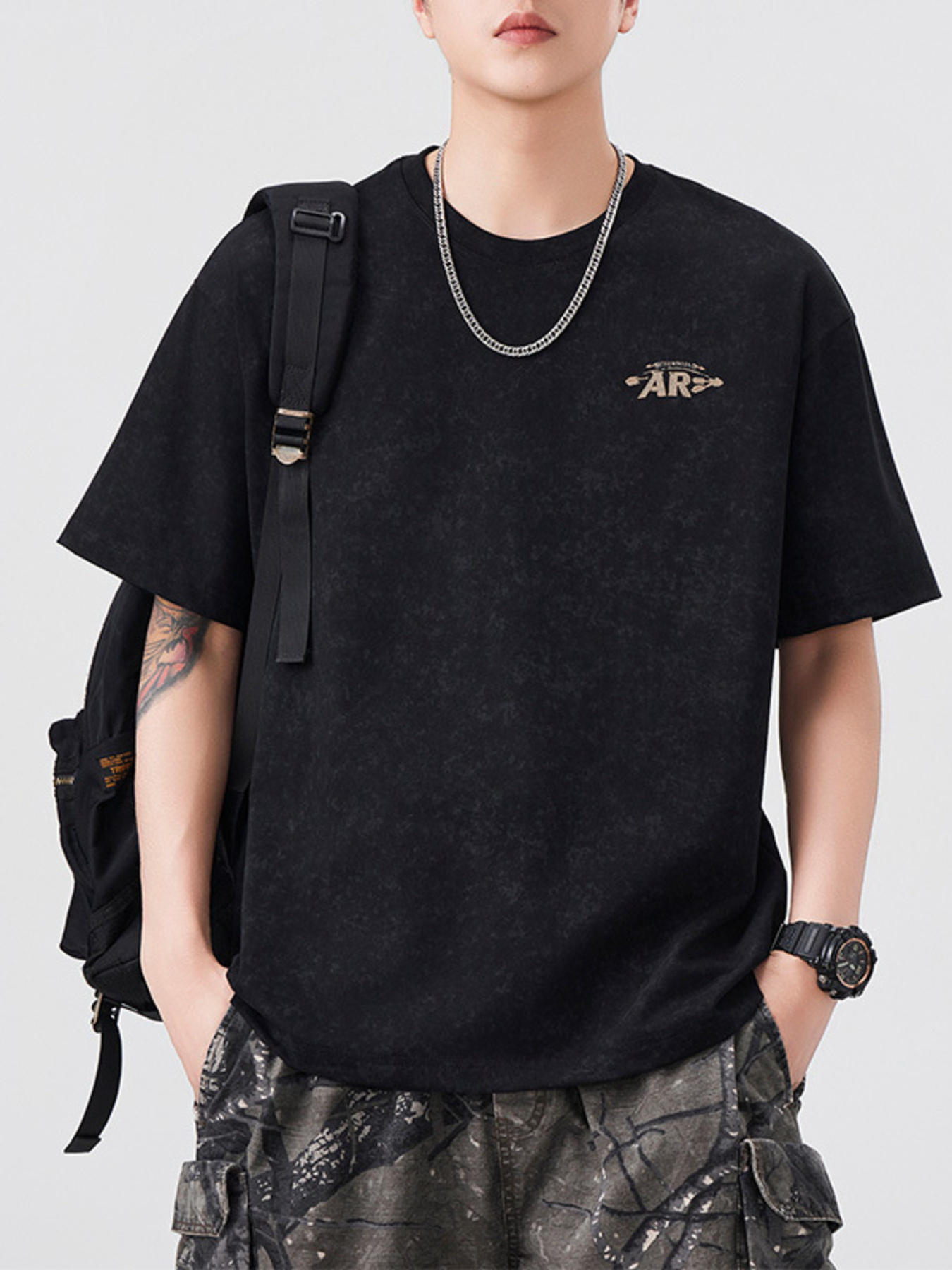 Men's Plus Size Letter Round Neck Short Sleeve T-Shirt