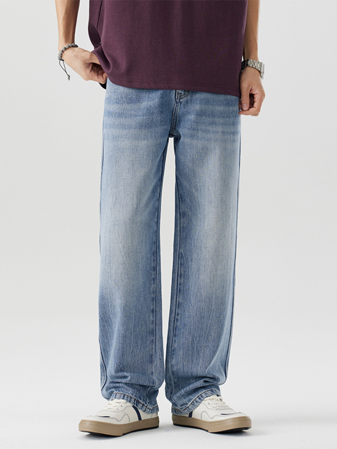 Men's Loose Fit Wash Jeans