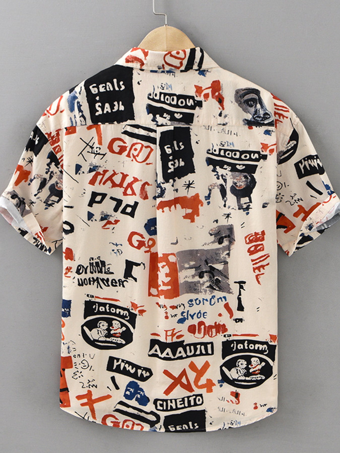 Men's Plus Size Printed Button Up Short Sleeve Shirt