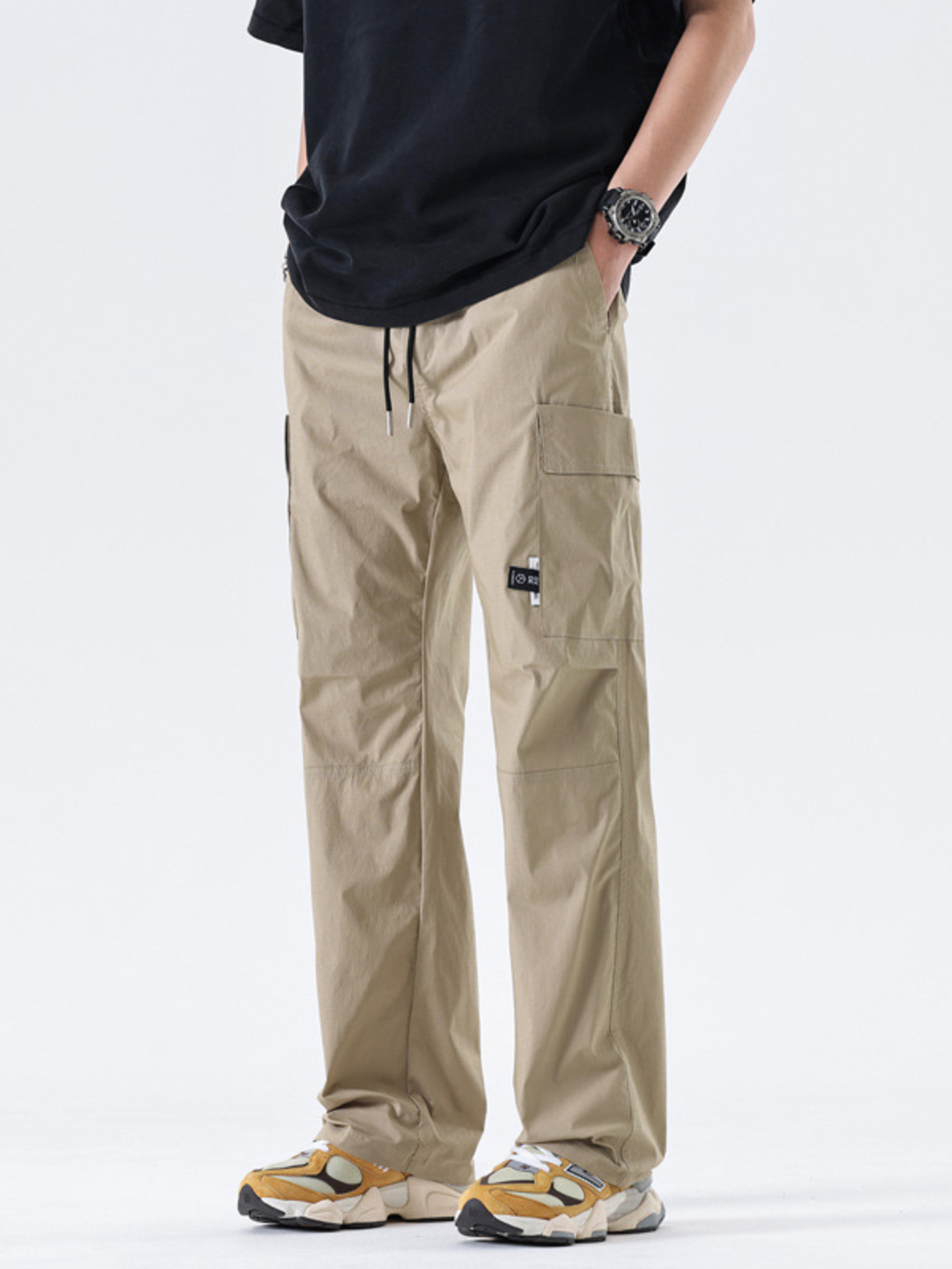 Men's Full Size Drawstring Wide Leg Cargo Pants Plus Size