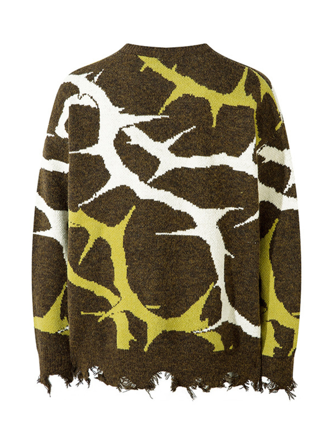 Men's Abstract Pattern Distressed Hem Sweater