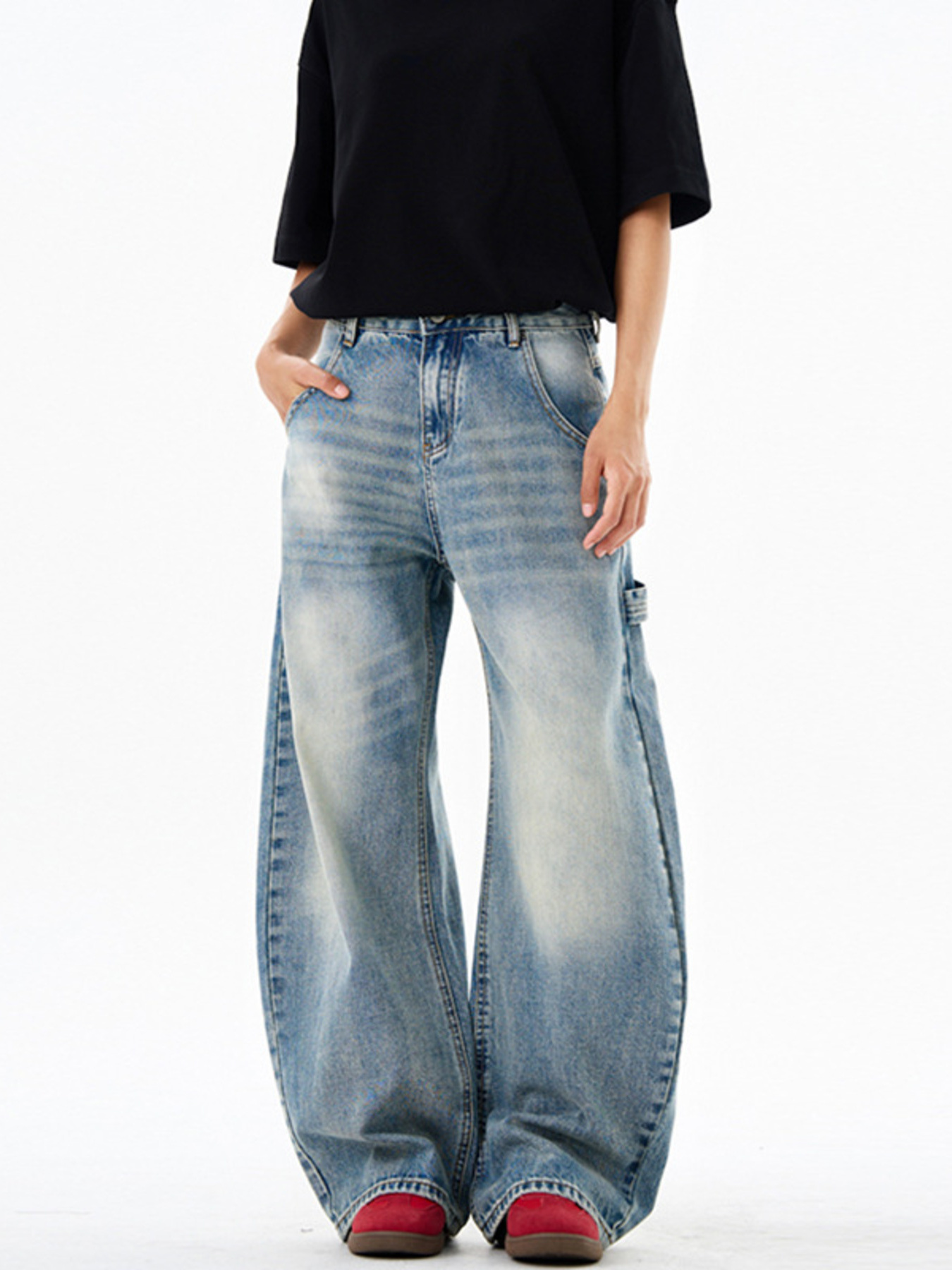 Men's Vintage Wash Wide Leg Jeans