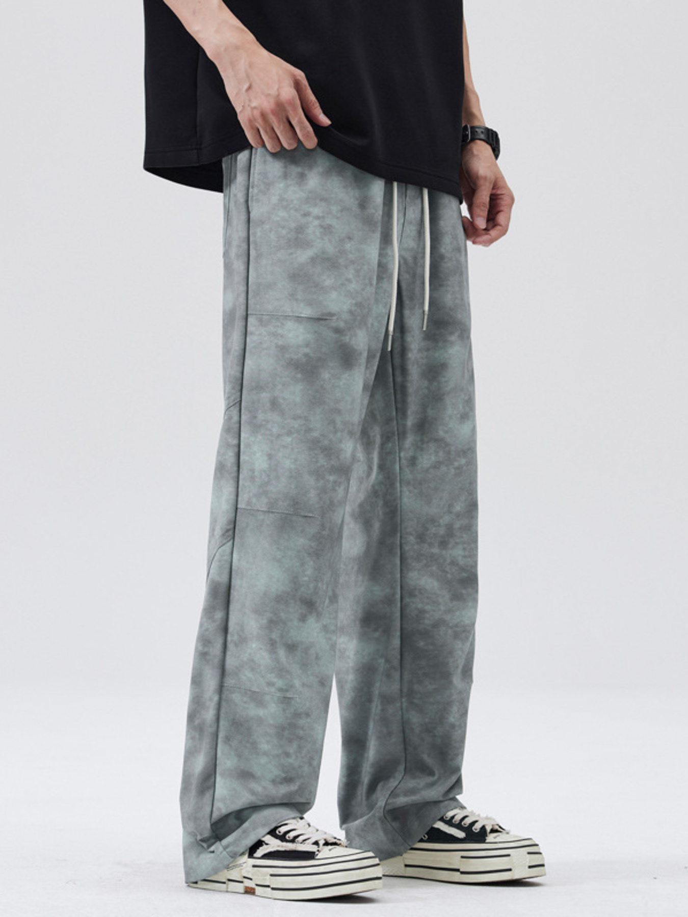 Men's Full Size Relaxed Fit Tie-Dye Wide Leg Cargo Pants Plus Size