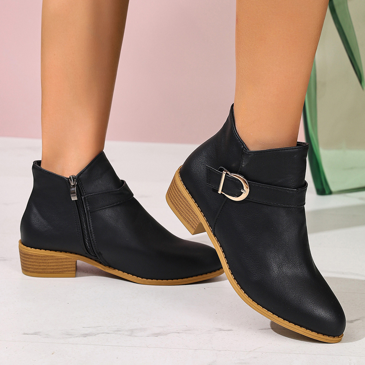 Point Toe Block Heels Boots