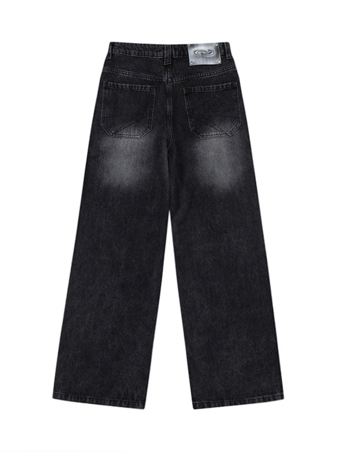 Men's High-Waisted Wide Leg Wash Jeans