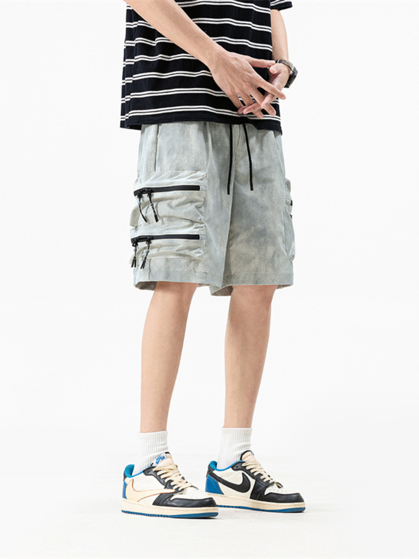 Men's Plus Size Drawstring Loose Fit Cargo Shorts