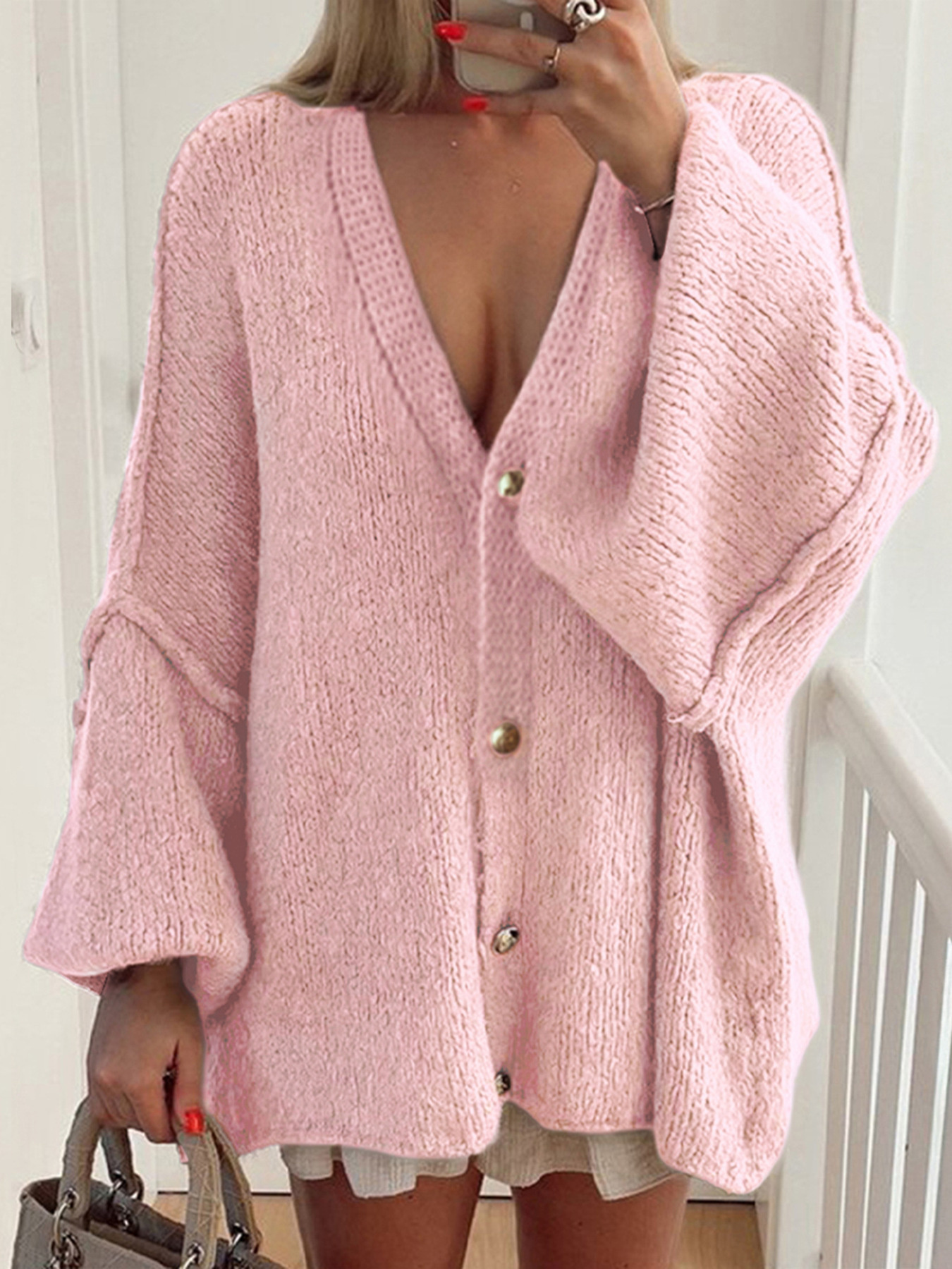 Oversized Knit Button Up Cardigan