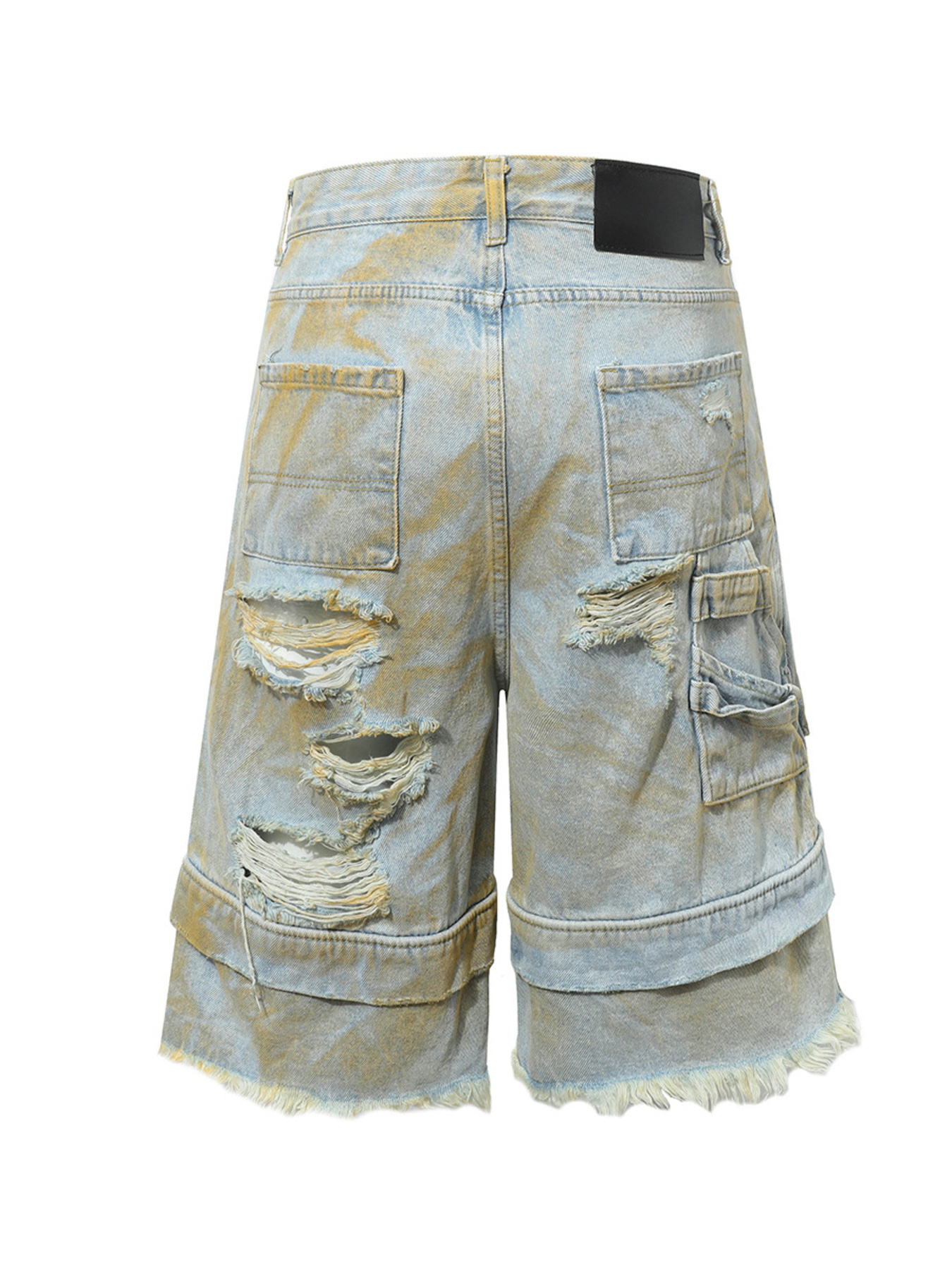 Men's Plus Size Distressed Raw Hem Denim Shorts