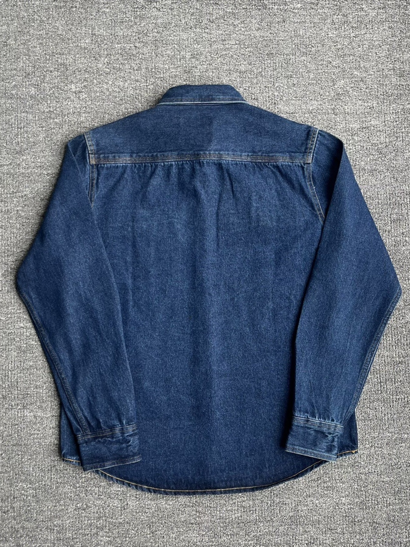 Men's Plus Size Button Up Washed Denim Shirt