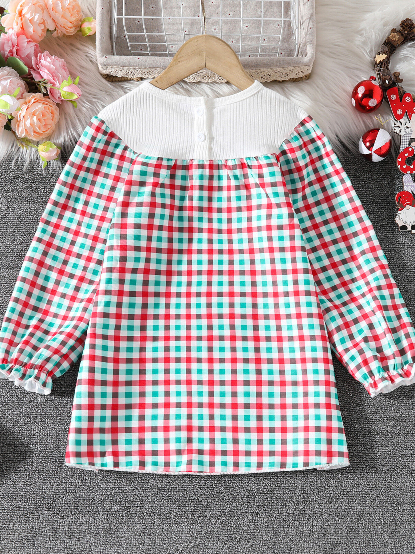 Children's Christmas Tree Plaid Dress
