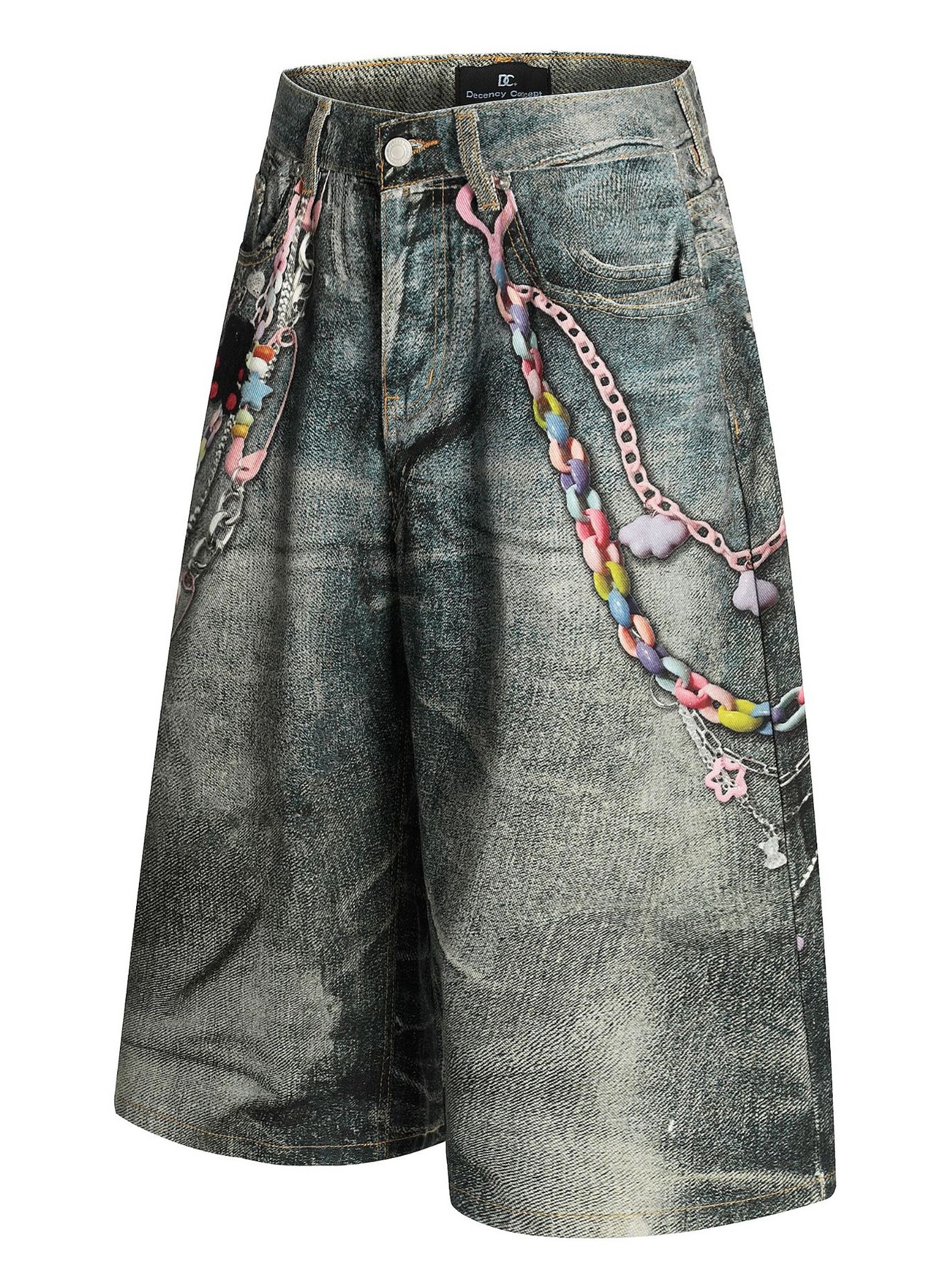 Men's Wide Leg Denim Shorts