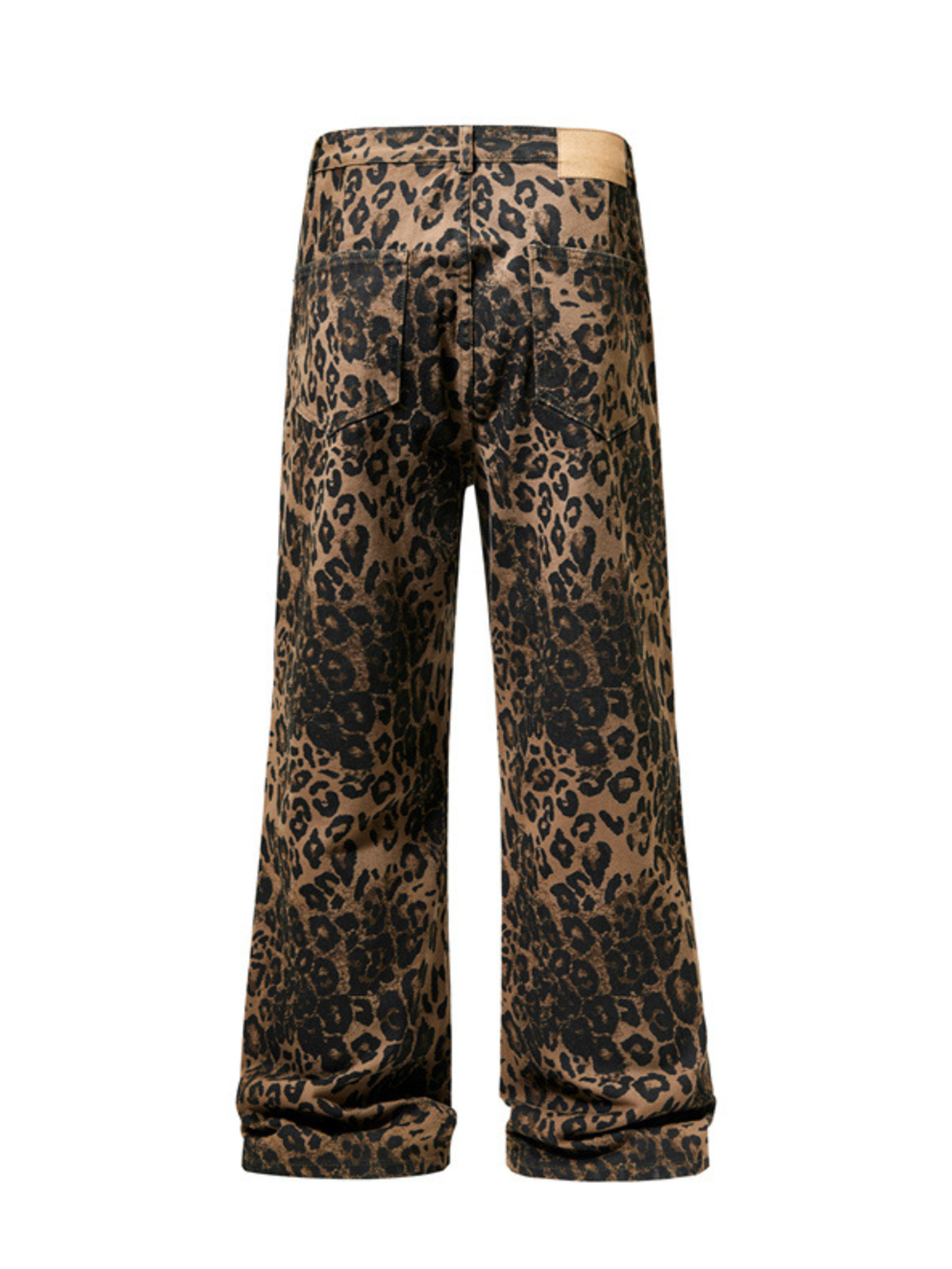 Men's Full Size Leopard Wide Leg Jeans Plus Size