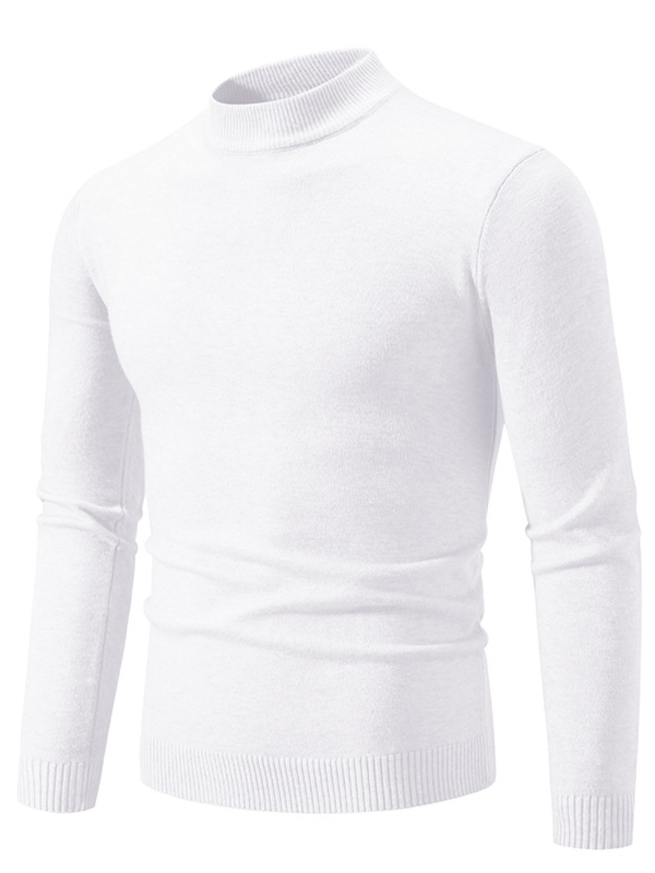 Men's Plus Size Ribbed Hem Mock Neck Long Sleeve Sweater