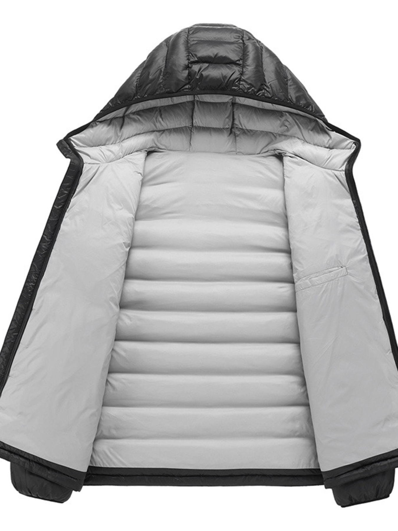 Men's Plus Size Zip Up Hooded Contrast Puffer Jacket