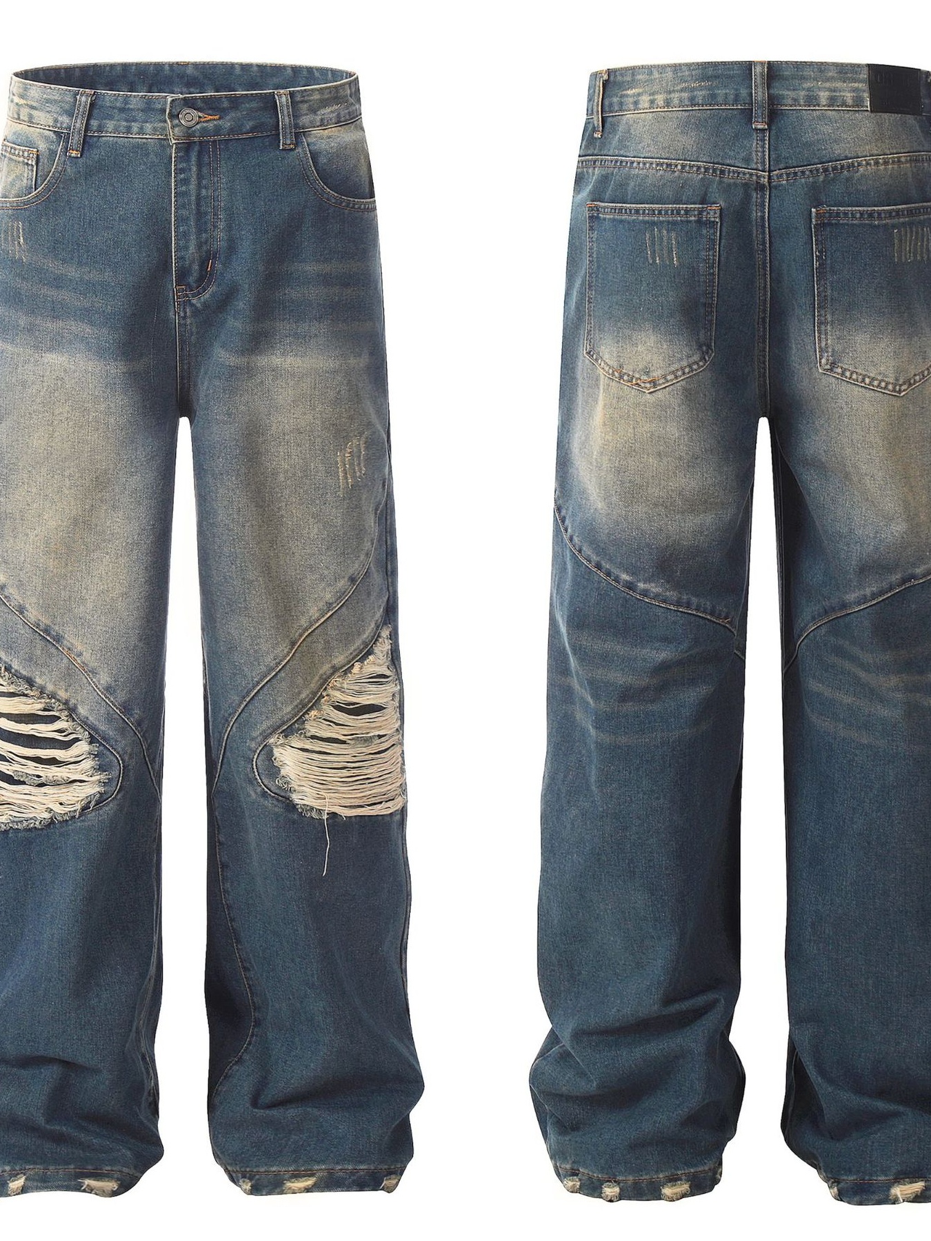 Men's Distressed Wide Leg Jeans
