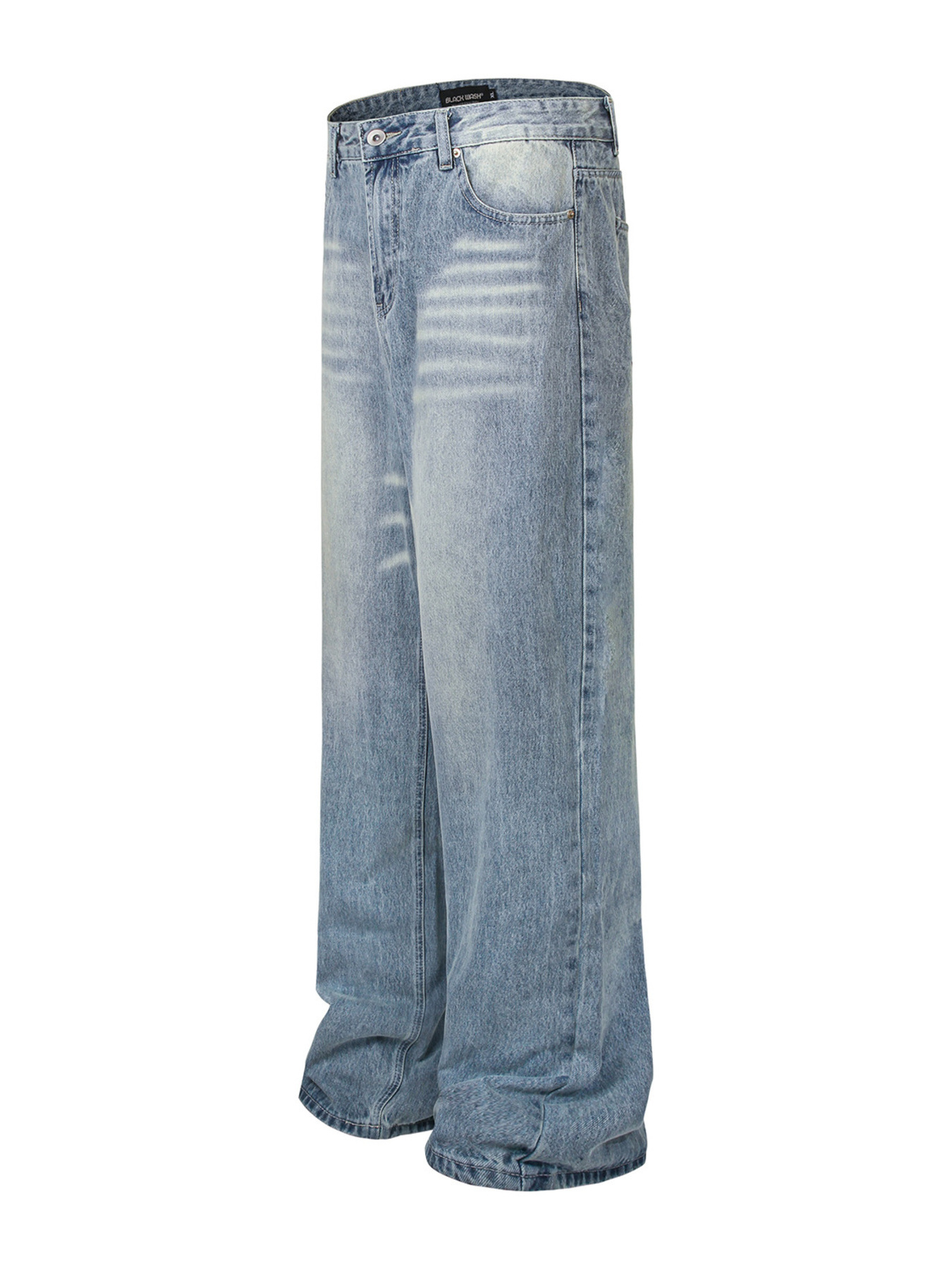 Men's High Waist Wide Leg Washed Jeans