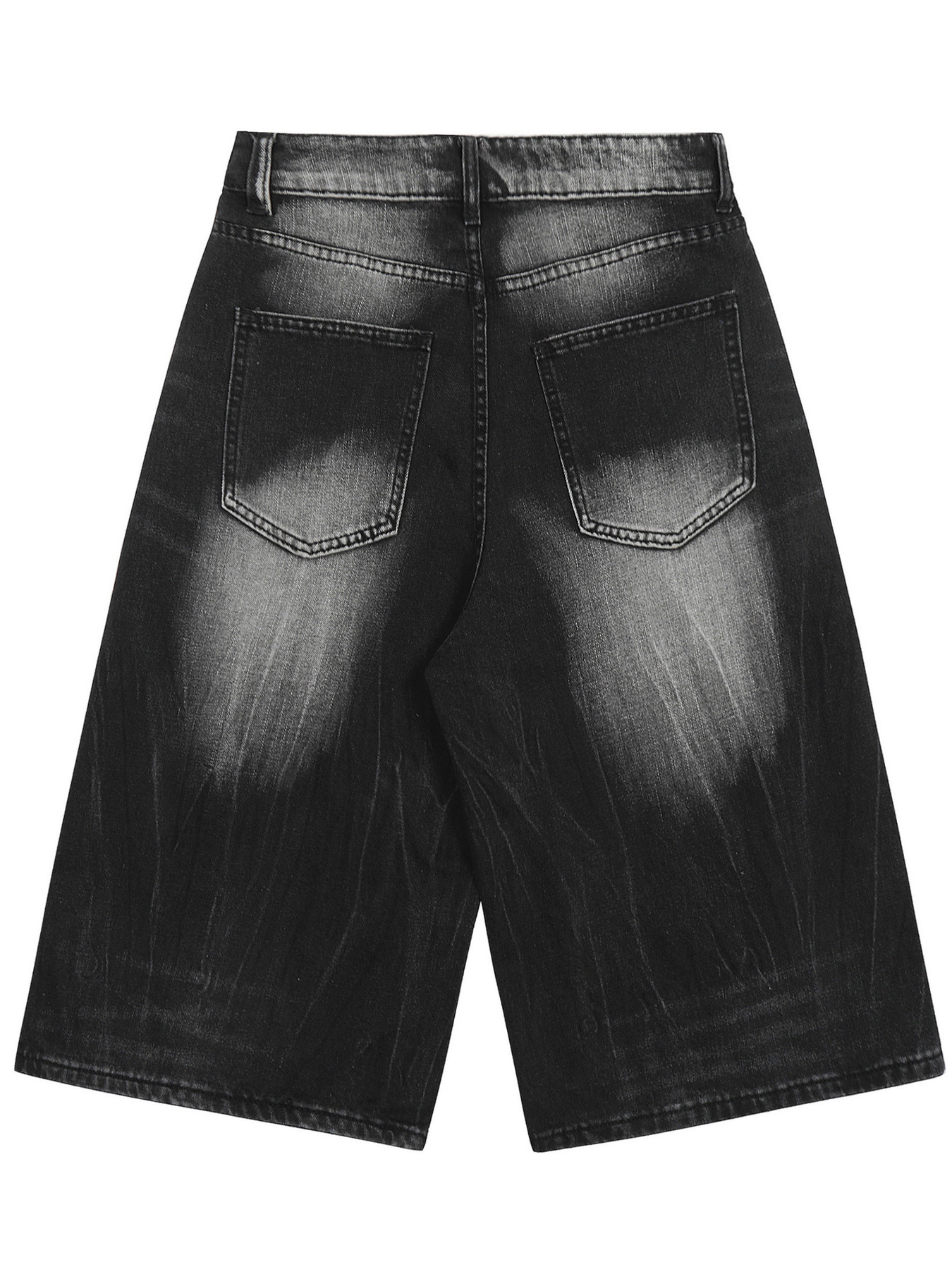 Men's Washed Wide Leg Denim Shorts