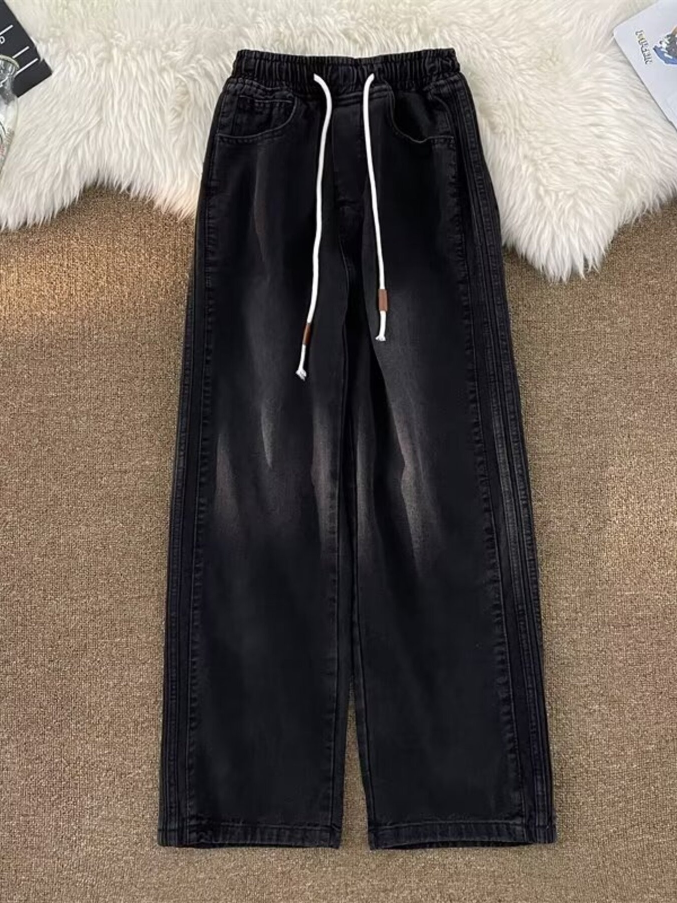 Men's Full Size Wash Wide Leg Pants Plus Size