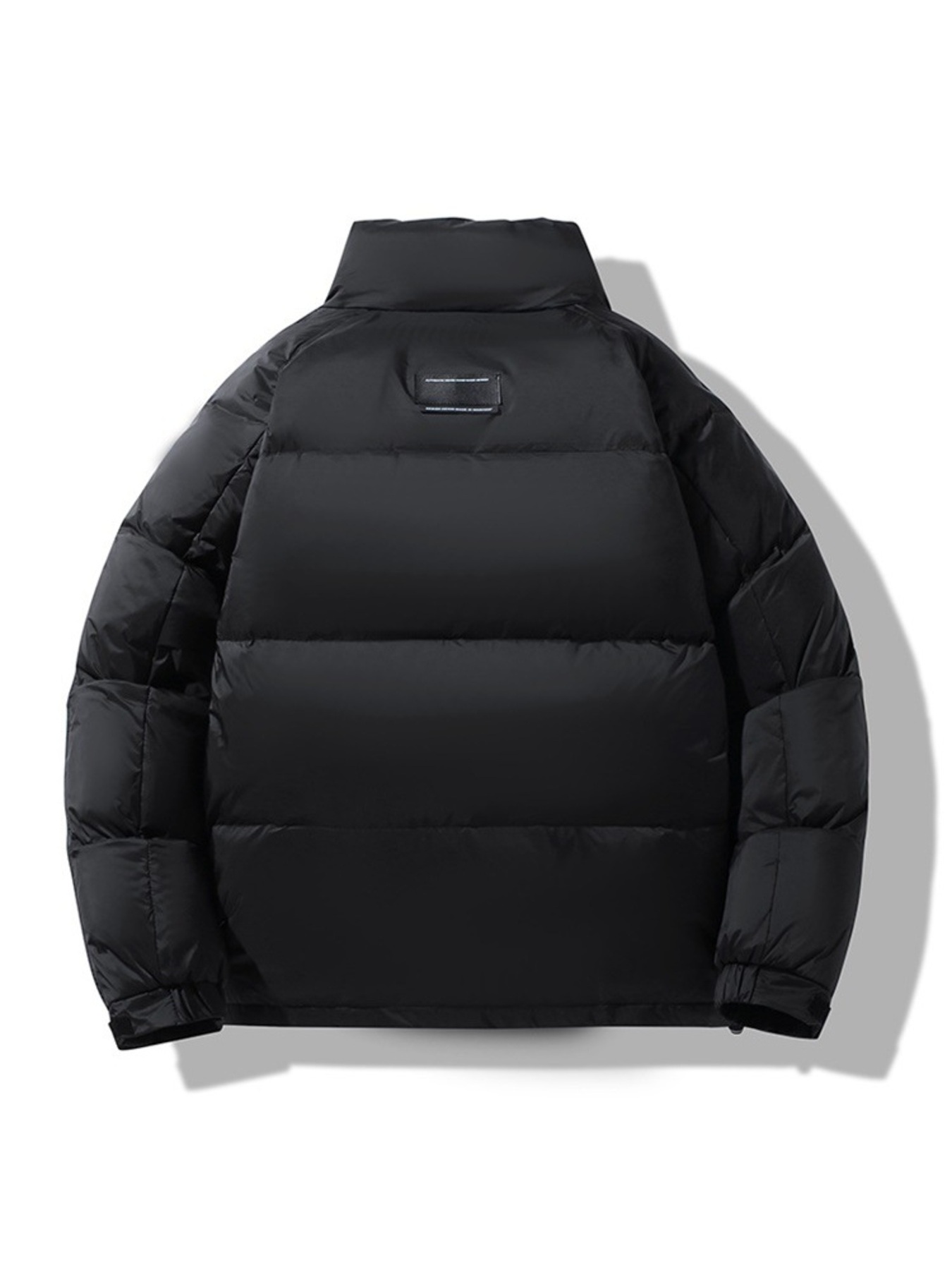 Men's Plus Size Stand Collar Puffer Jacket with Side Zipper Pockets