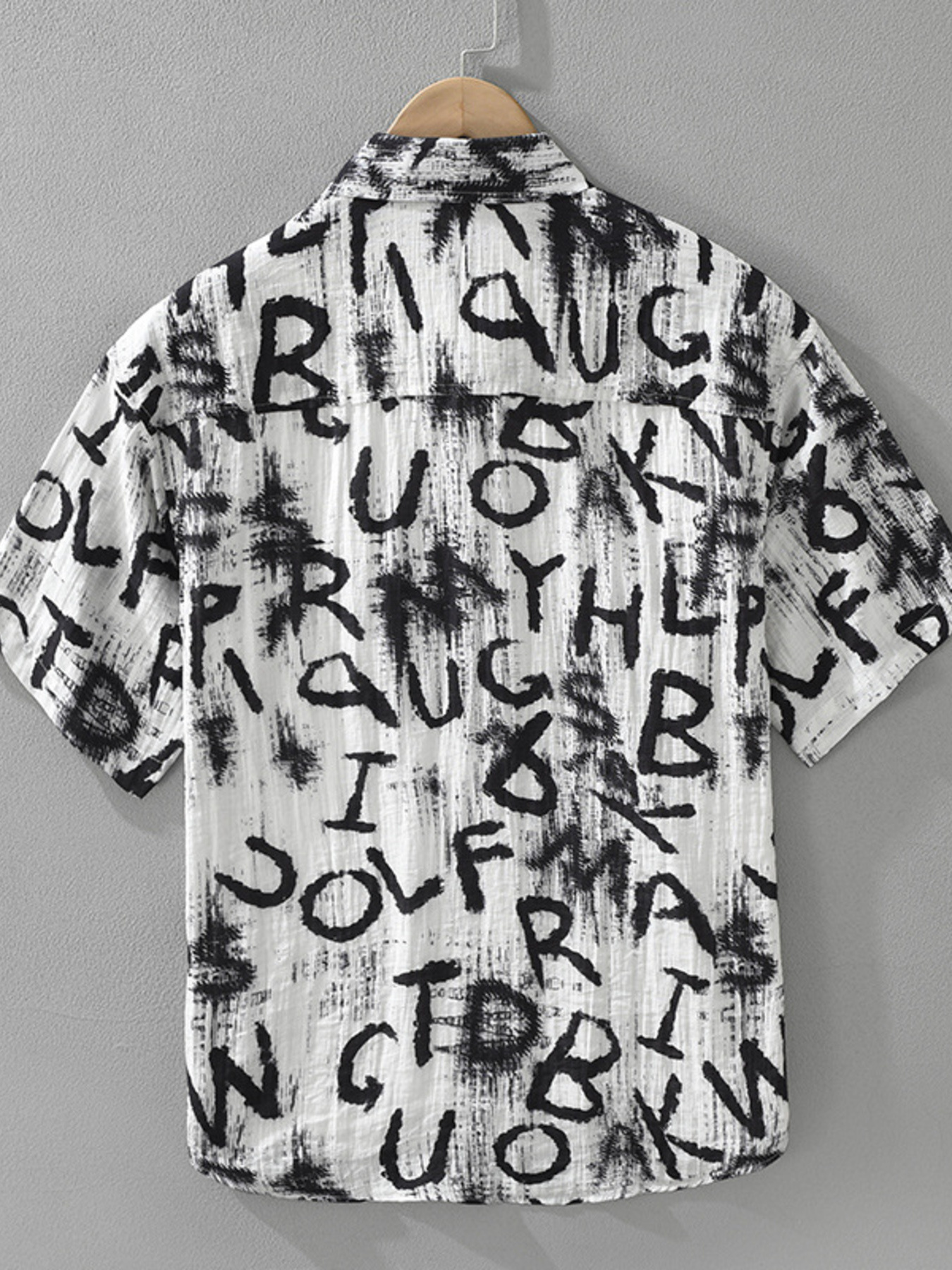 Men's Plus Size Letter Print Short Sleeve Shirt