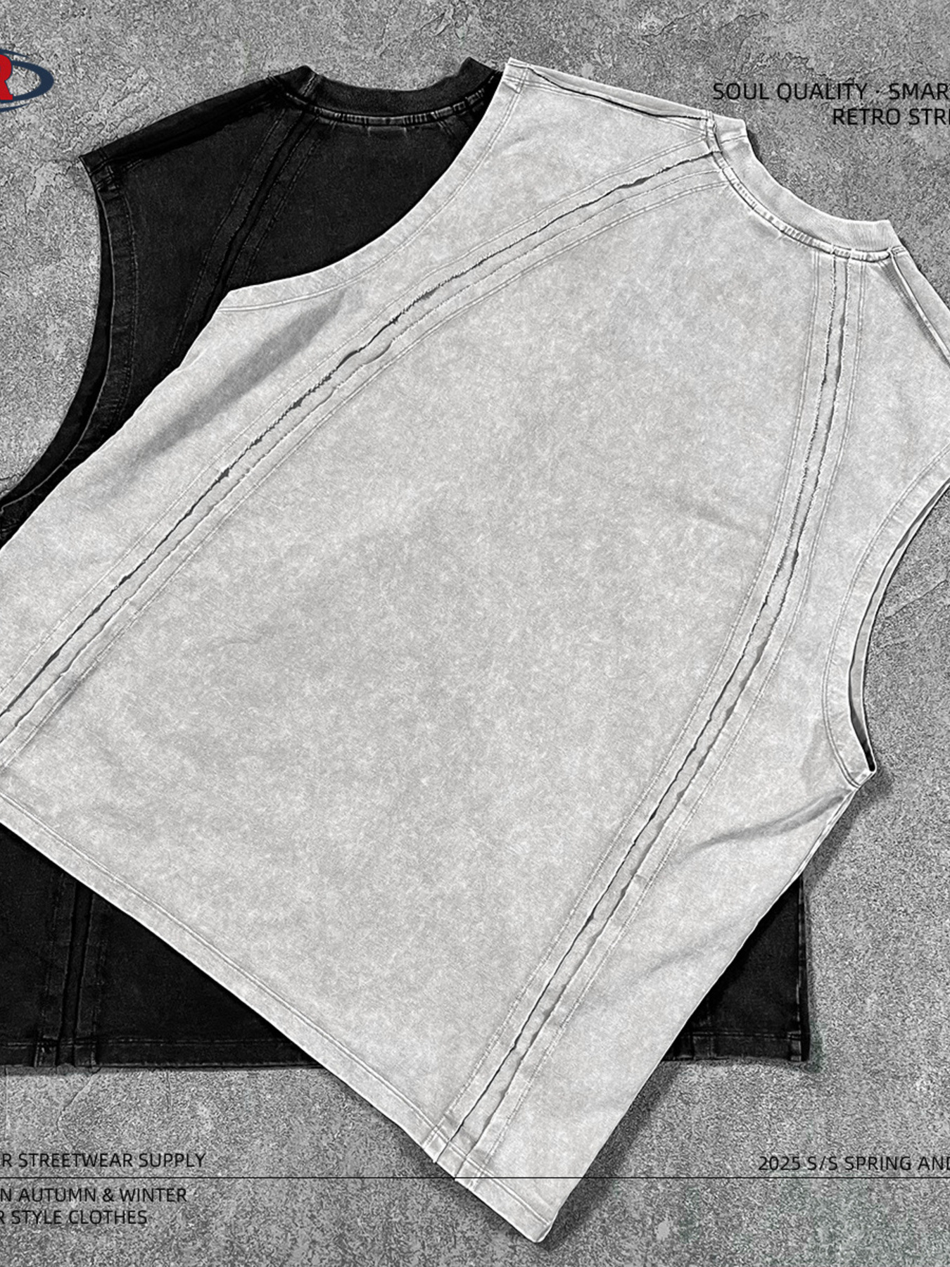 Men's Vintage Washed Round Neck Tank Top