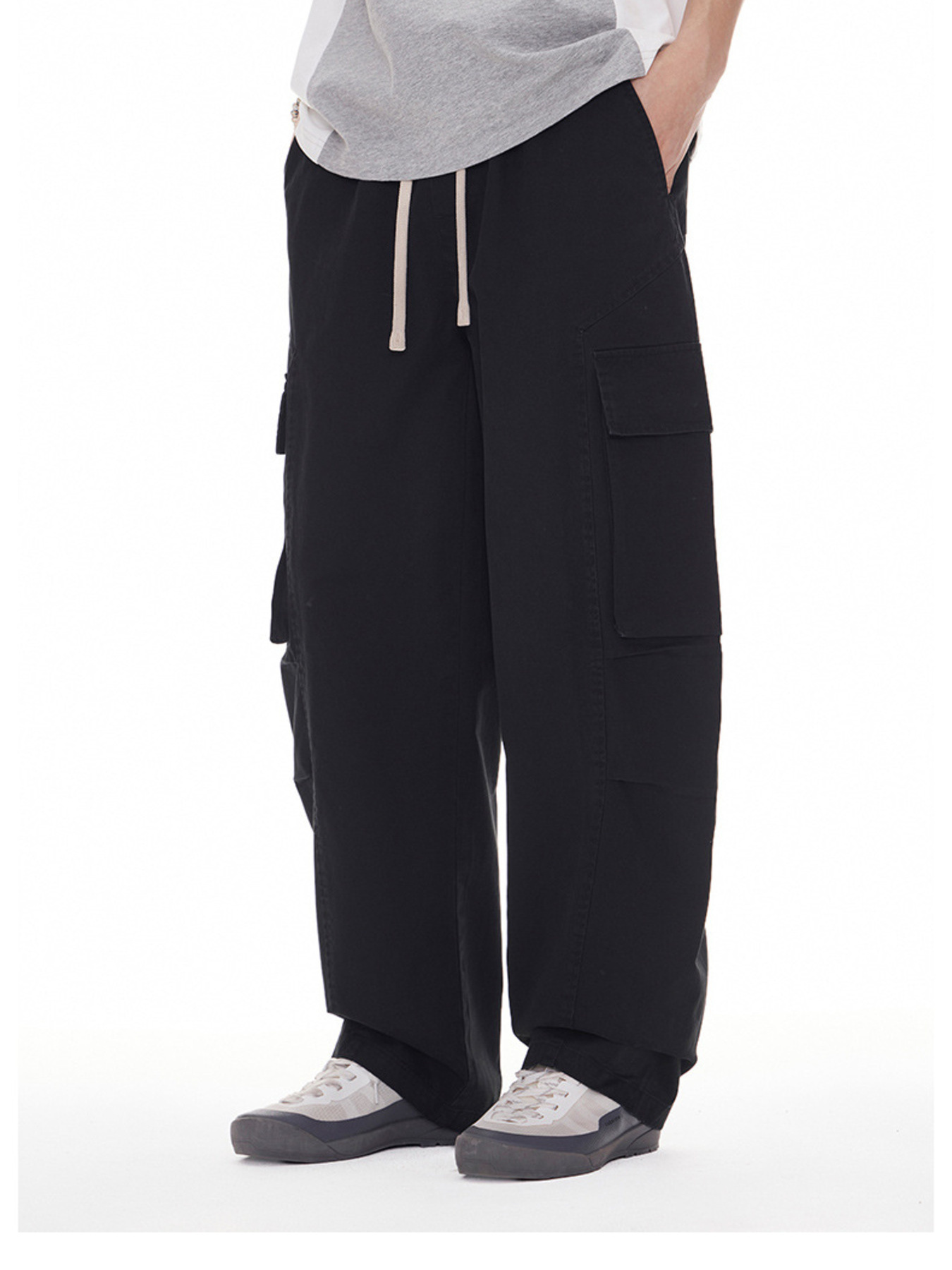 Men's Plus Size Wide Leg Cargo Drawstring Pants