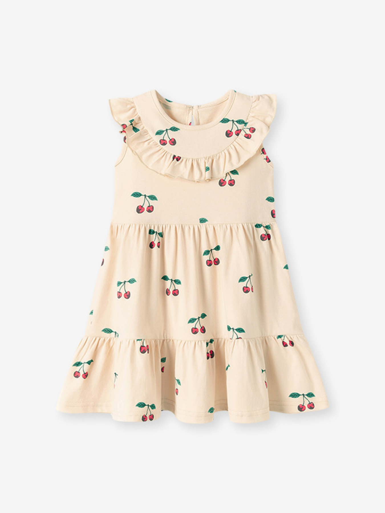 Children's Cherry Print Ruffle Neck Dress 2