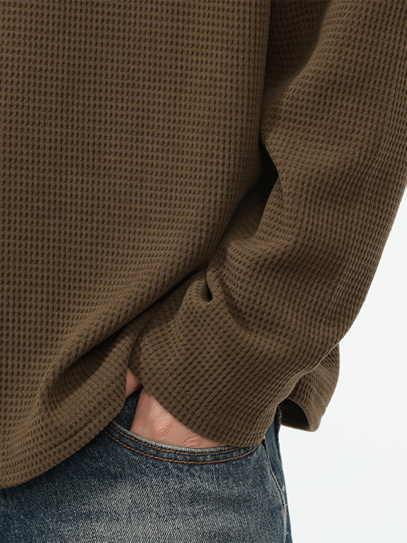 Men's Plus Size Quarter-Zip Long Sleeve T-Shirt