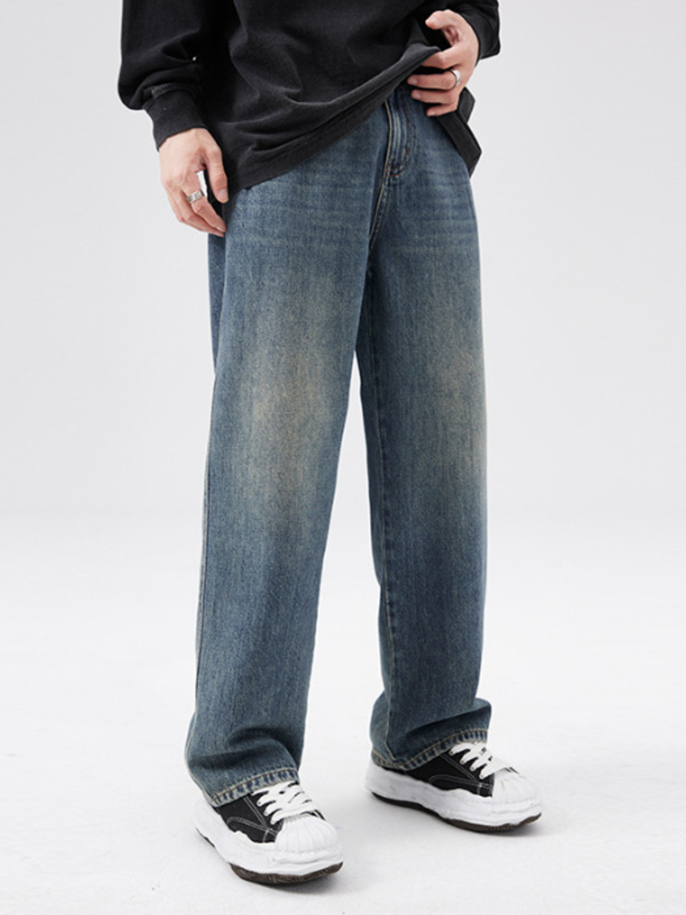 Men's Full Size Wash Loose Fit Jeans Plus Size