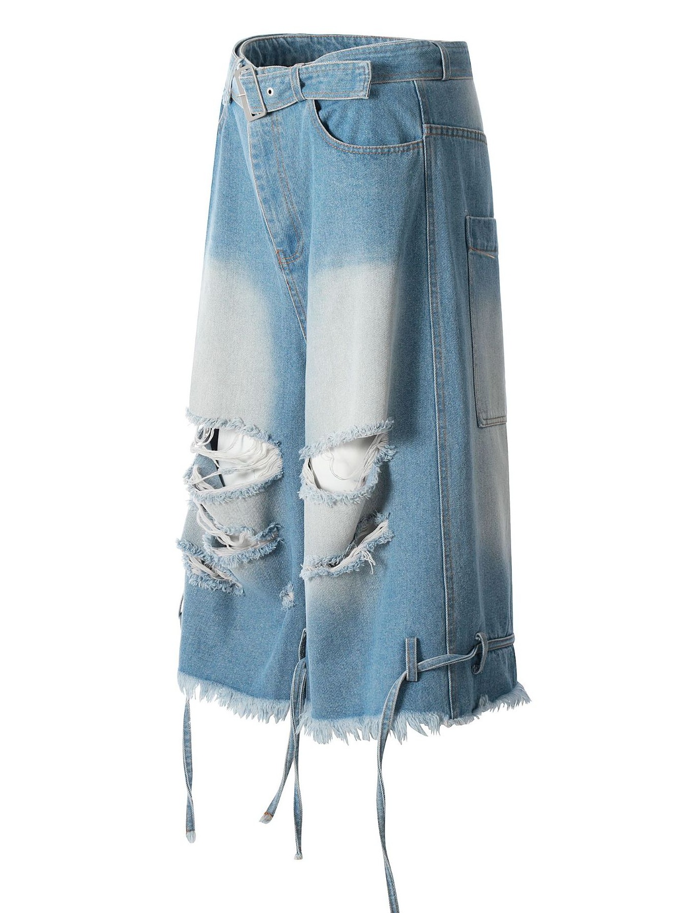 Men's Distressed Raw Hem Denim Shorts