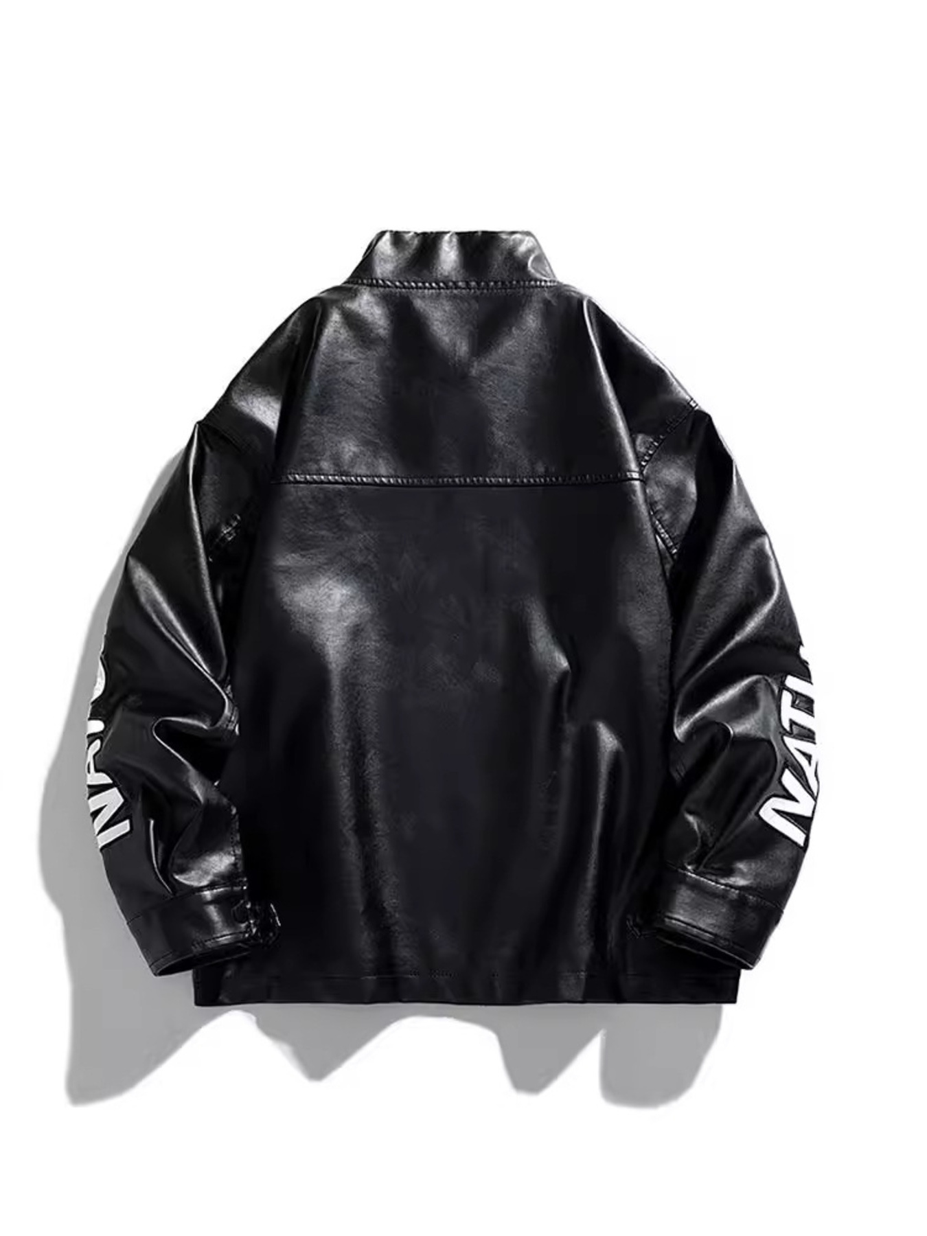 Men's Plus Size Zip Up Motor Racing Leather Jacket