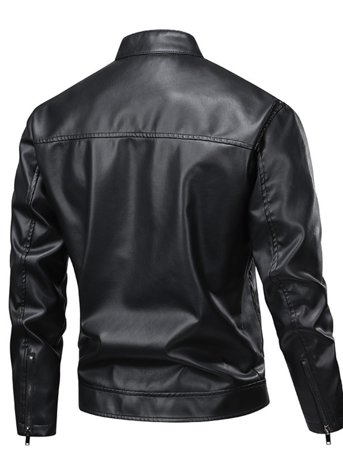 Men's Full Size Leather Zip Up Jacket Plus Size