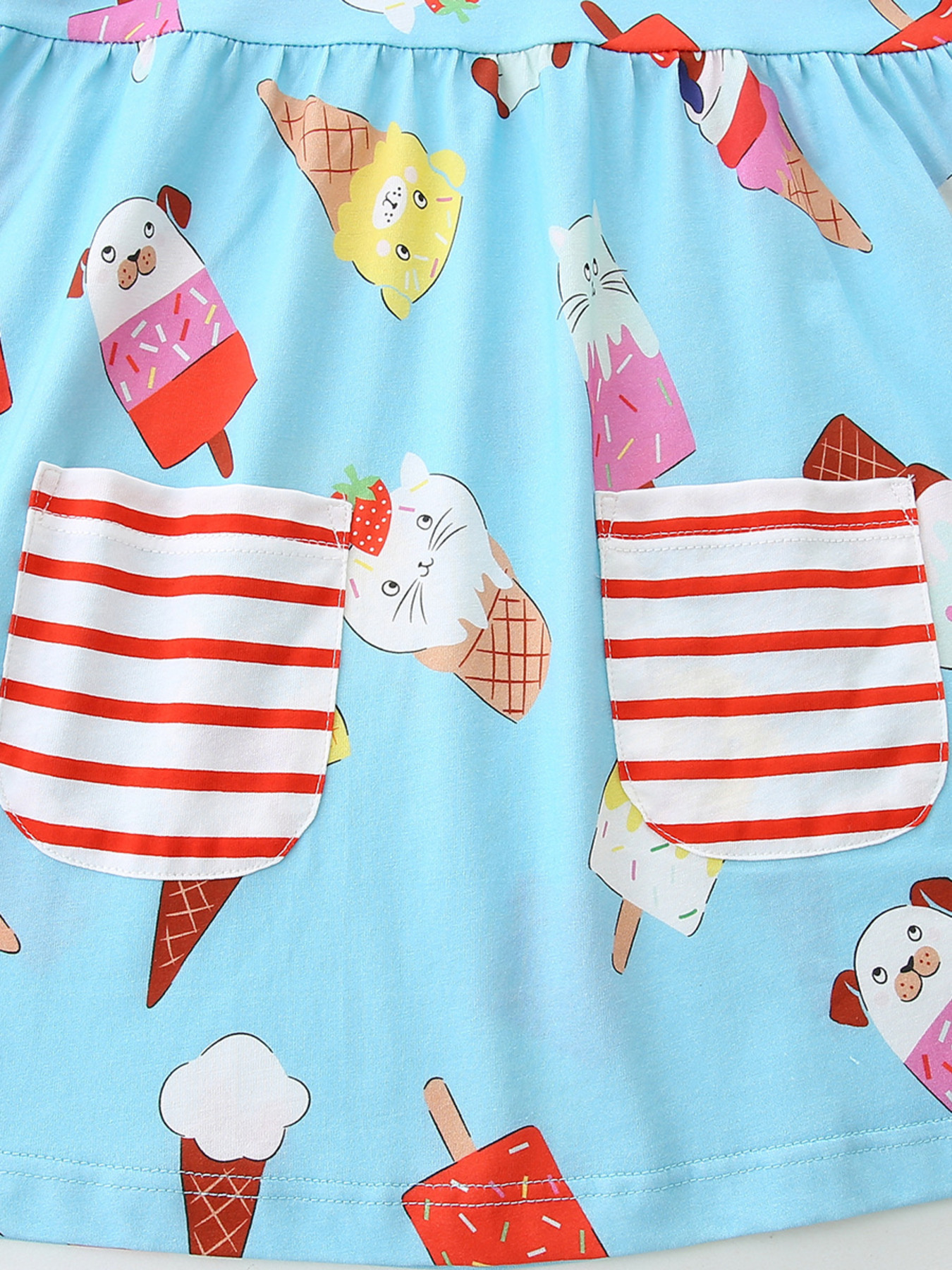Children's Ice Cream Print Short Sleeve Dress 4