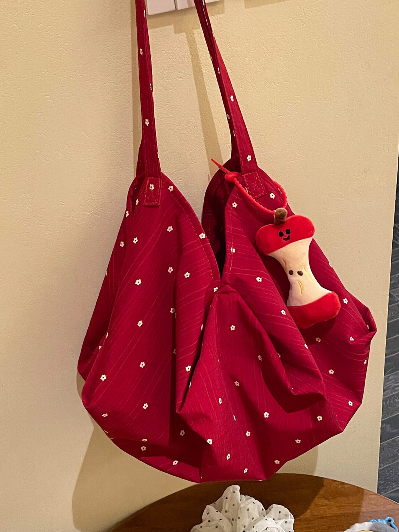 Polka Dot Handbag with Apple Charm