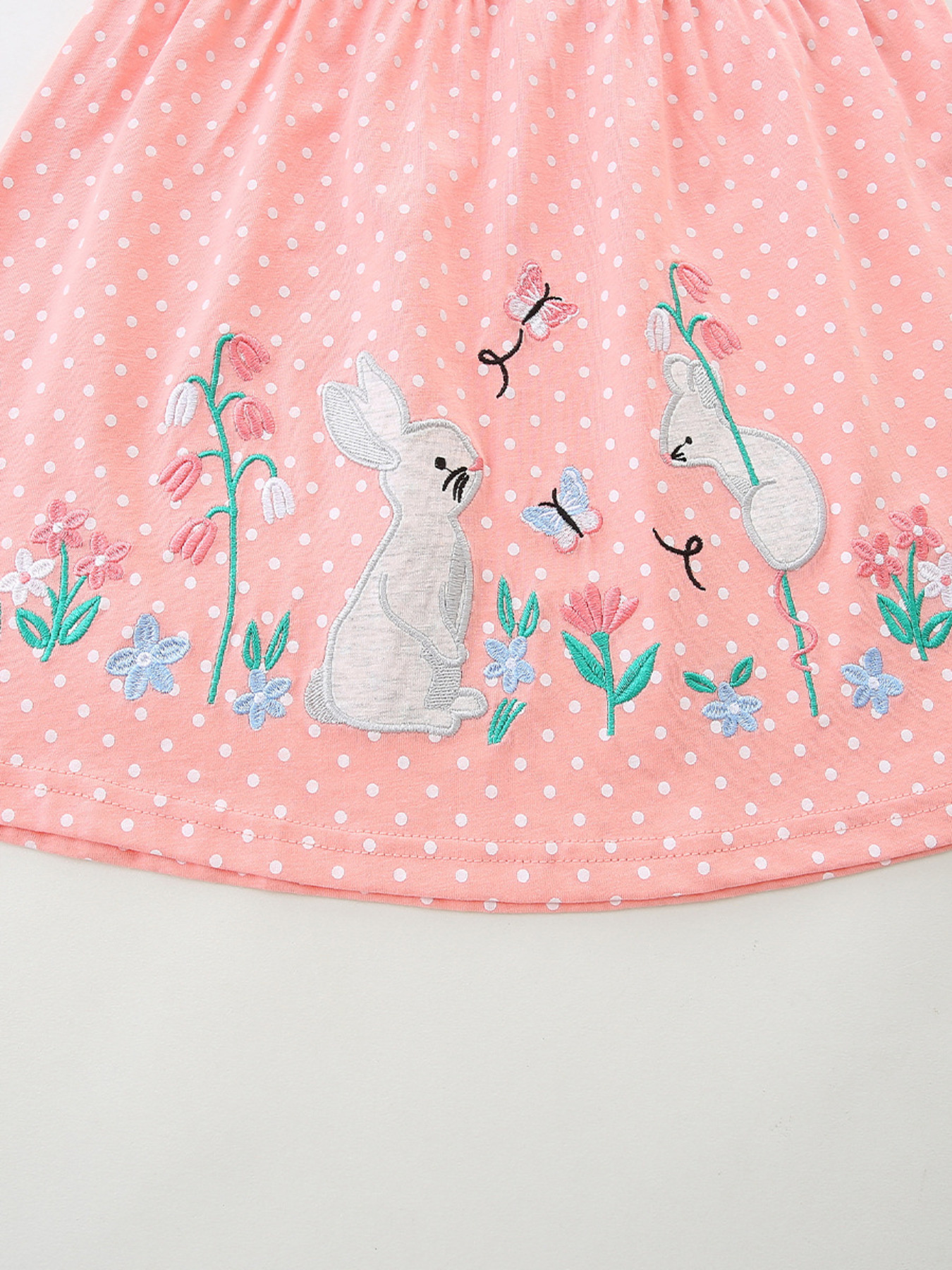 Children's Polka Dot Bunny Long Sleeve Dress 4