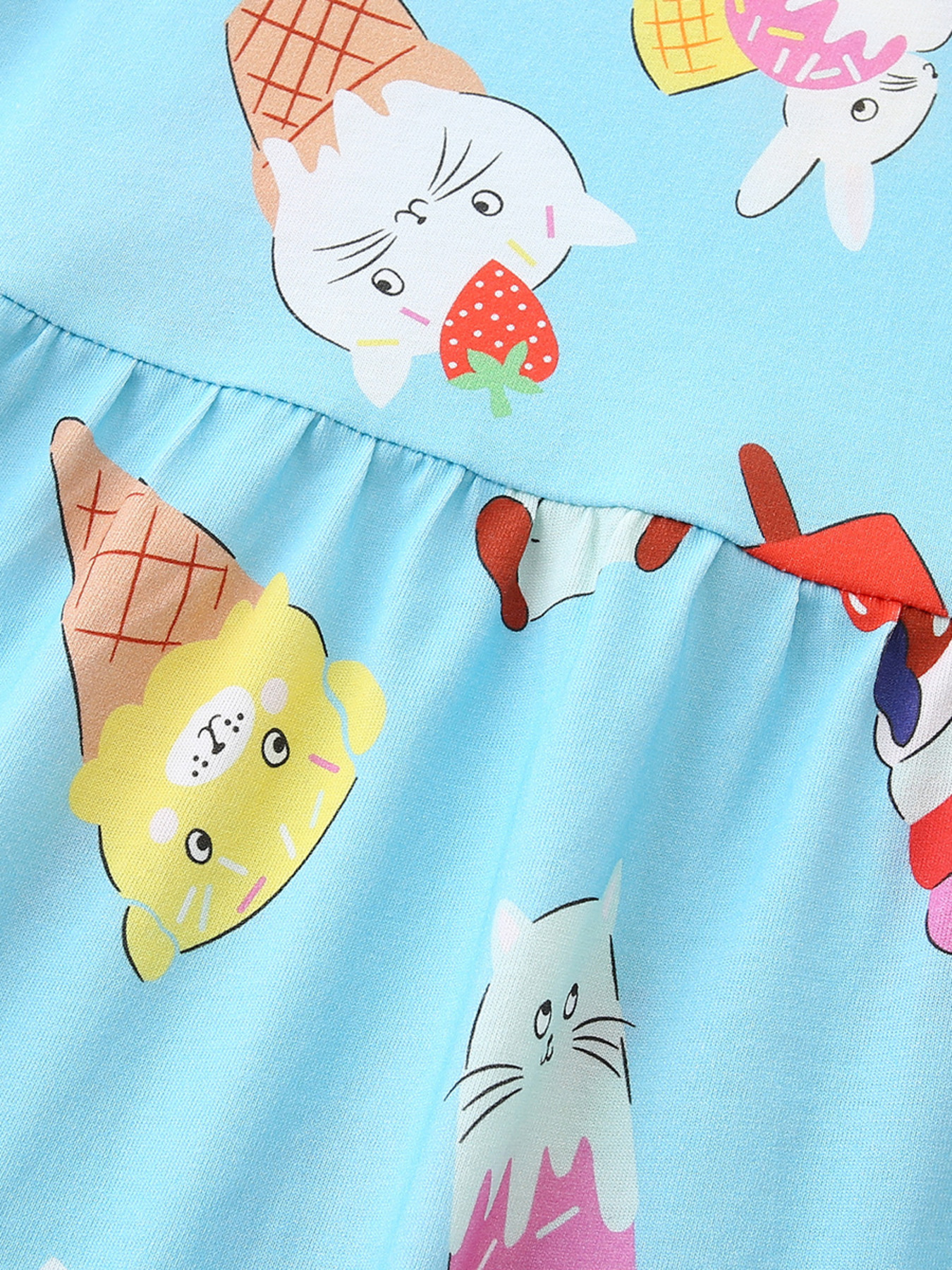 Children's Ice Cream Print Short Sleeve Dress 3