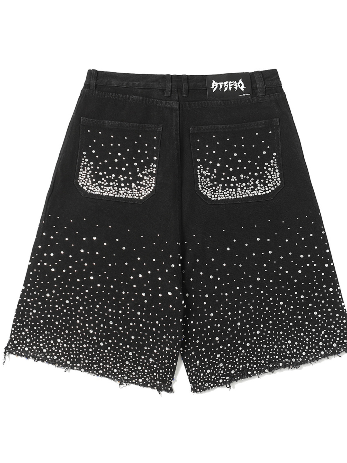 Men's Rhinestone Embellished Denim Shorts