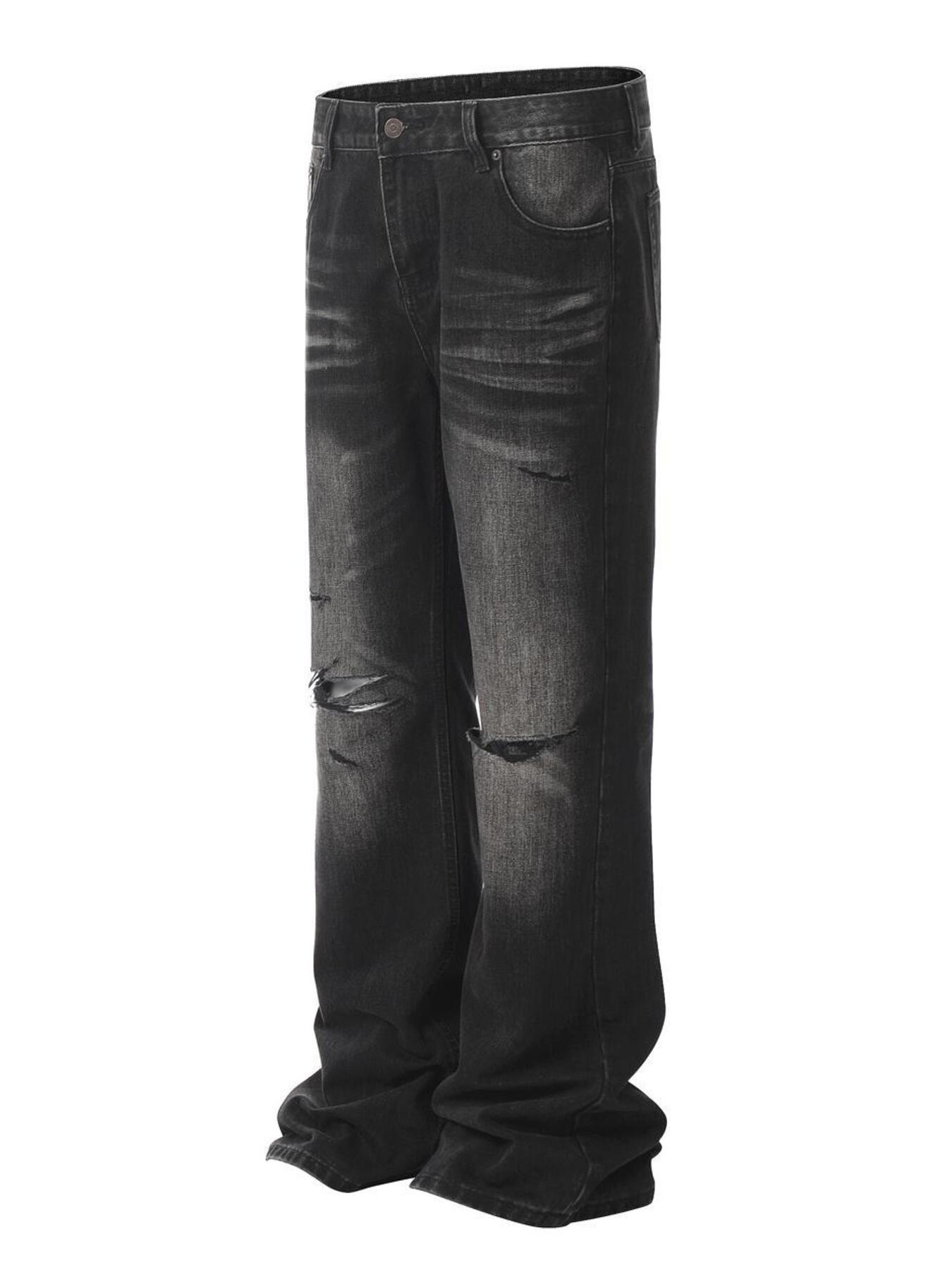 Men's Distressed Wide Leg Denim Jeans