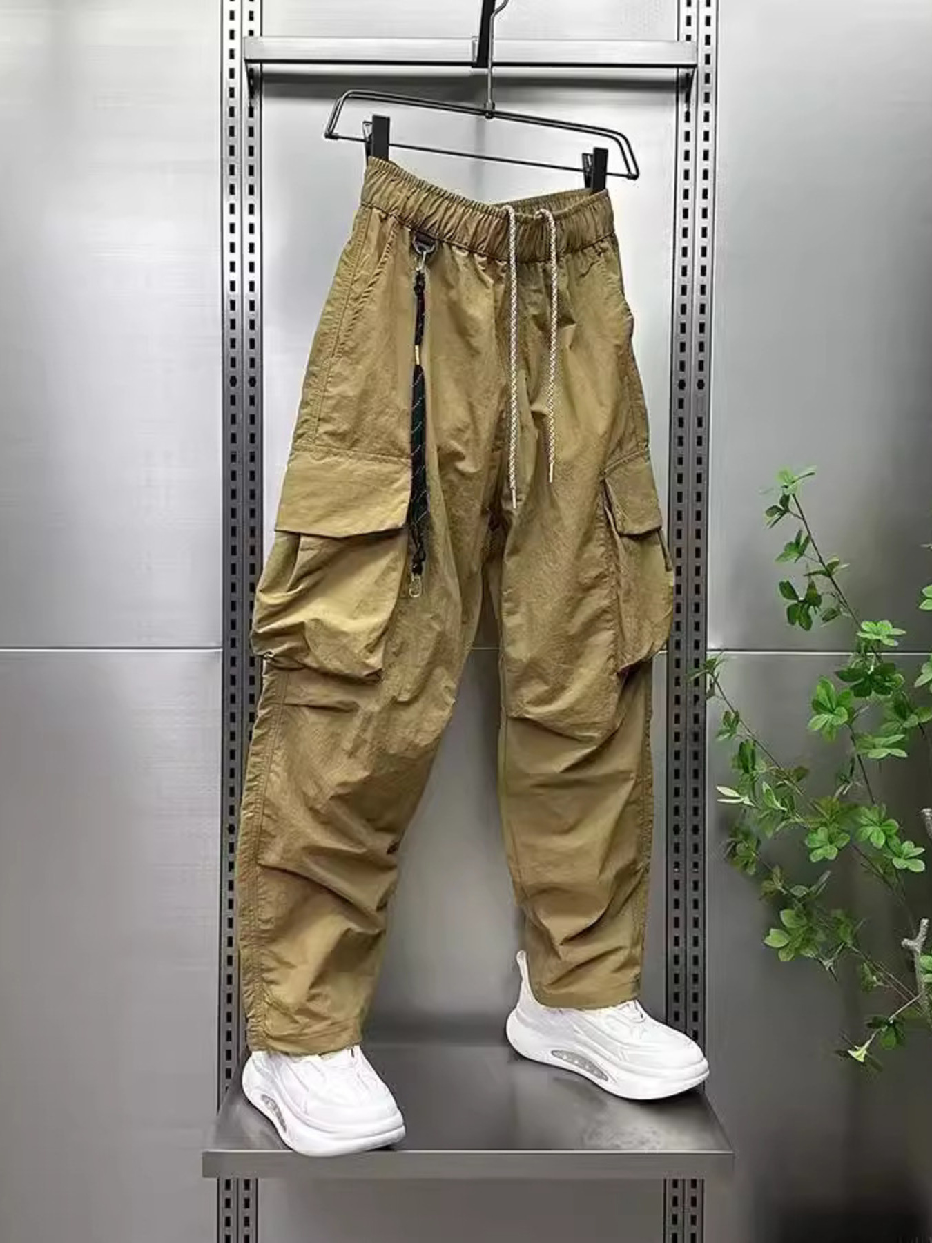 Men's Plus Size Drawstring Wide Leg Cargo Pants