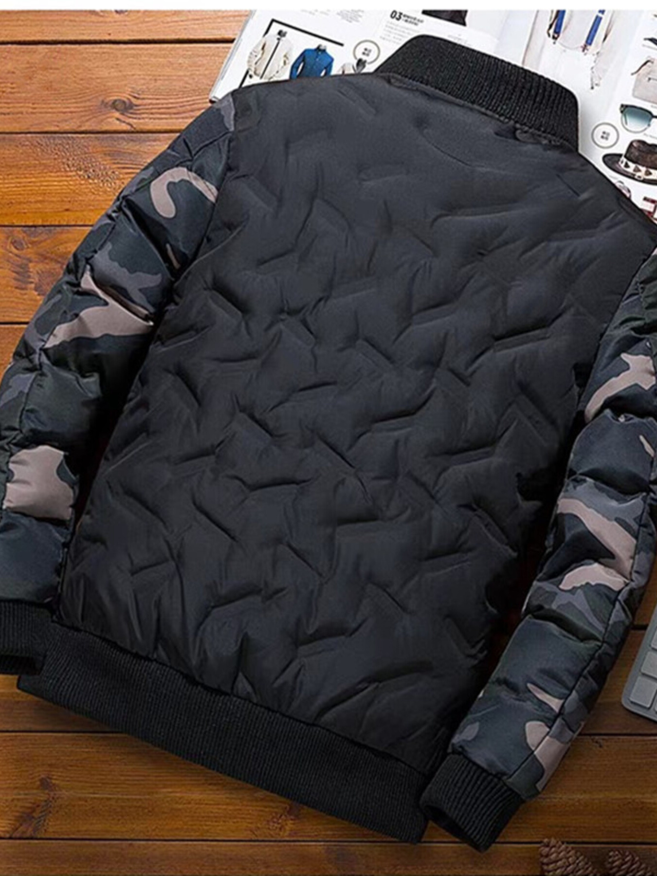 Men's Full Size Camouflage Padded Bomber Jacket Plus Size