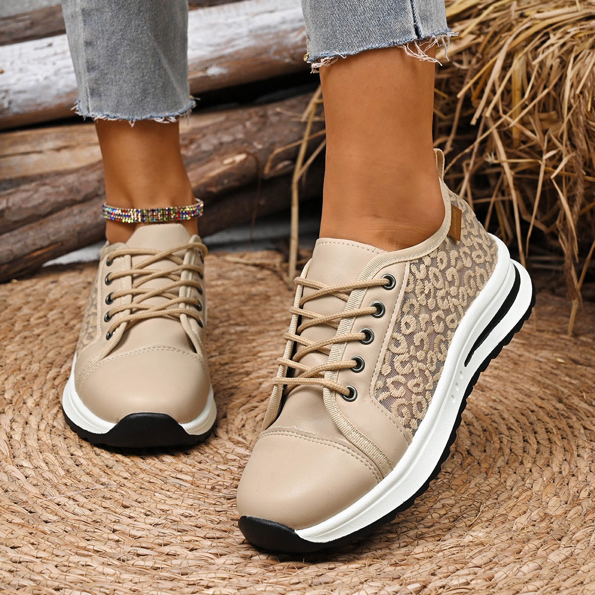 Lace-Up Platform Sneakers