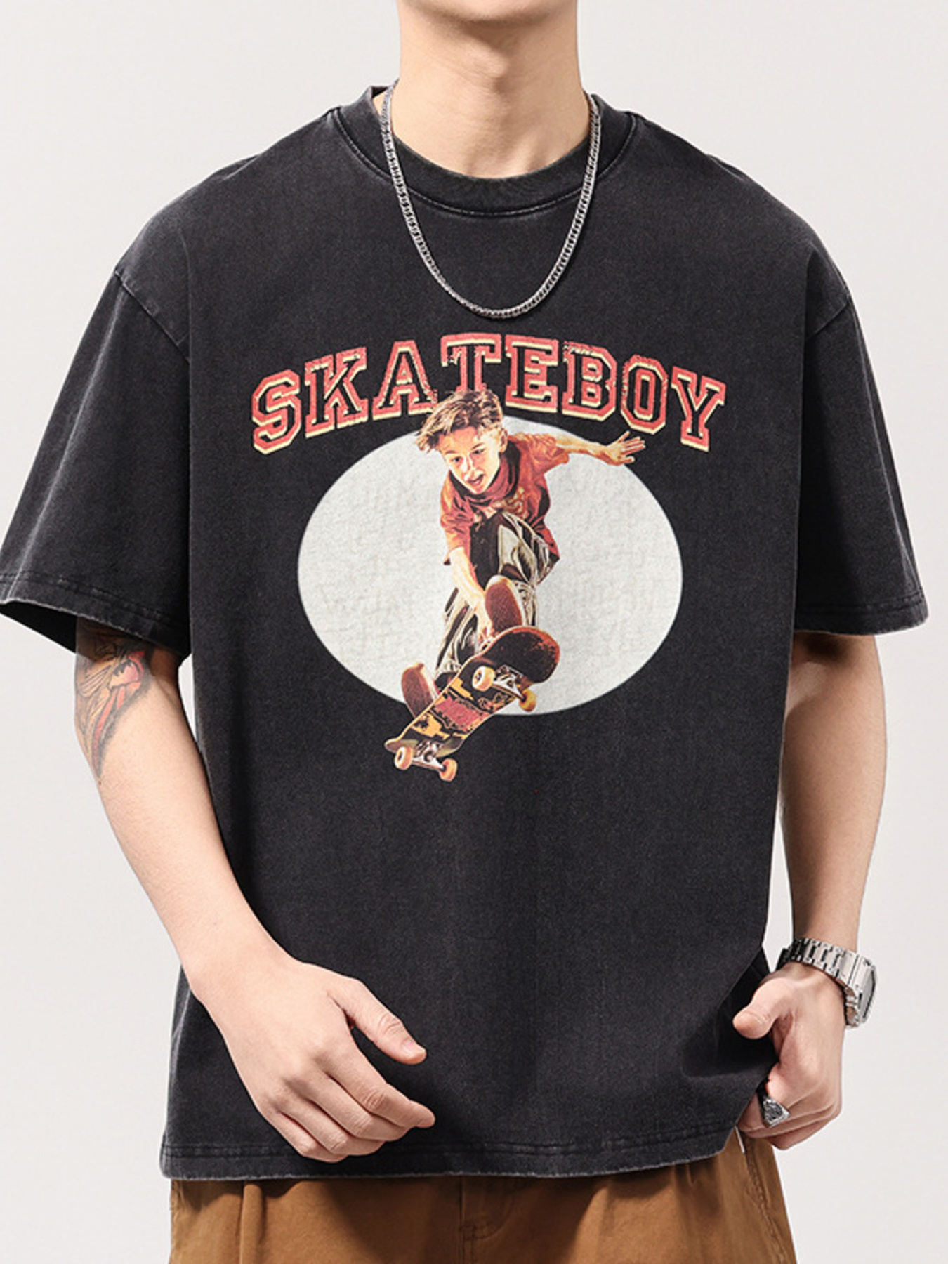 Men's Full Size Graphic Round Neck Short Sleeve T-Shirt Plus Size