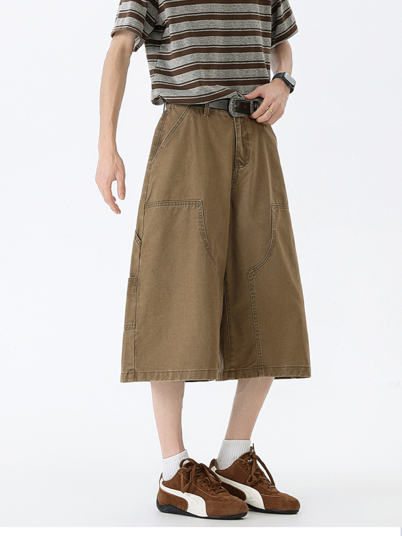 Men's Full Size Wide Leg Cargo Denim Shorts Plus Size