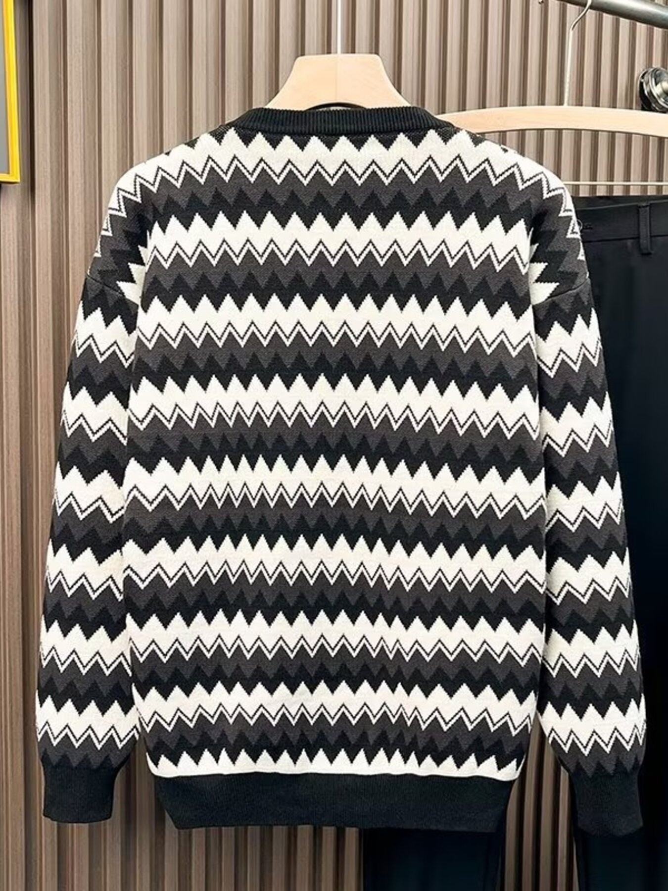 Men's Plus Size Striped Round Neck Sweater