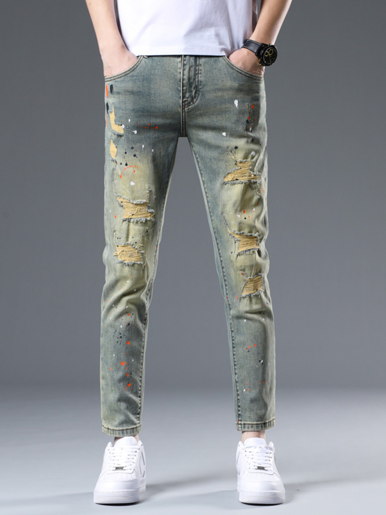 Men's Distressed Slim Fit Jeans